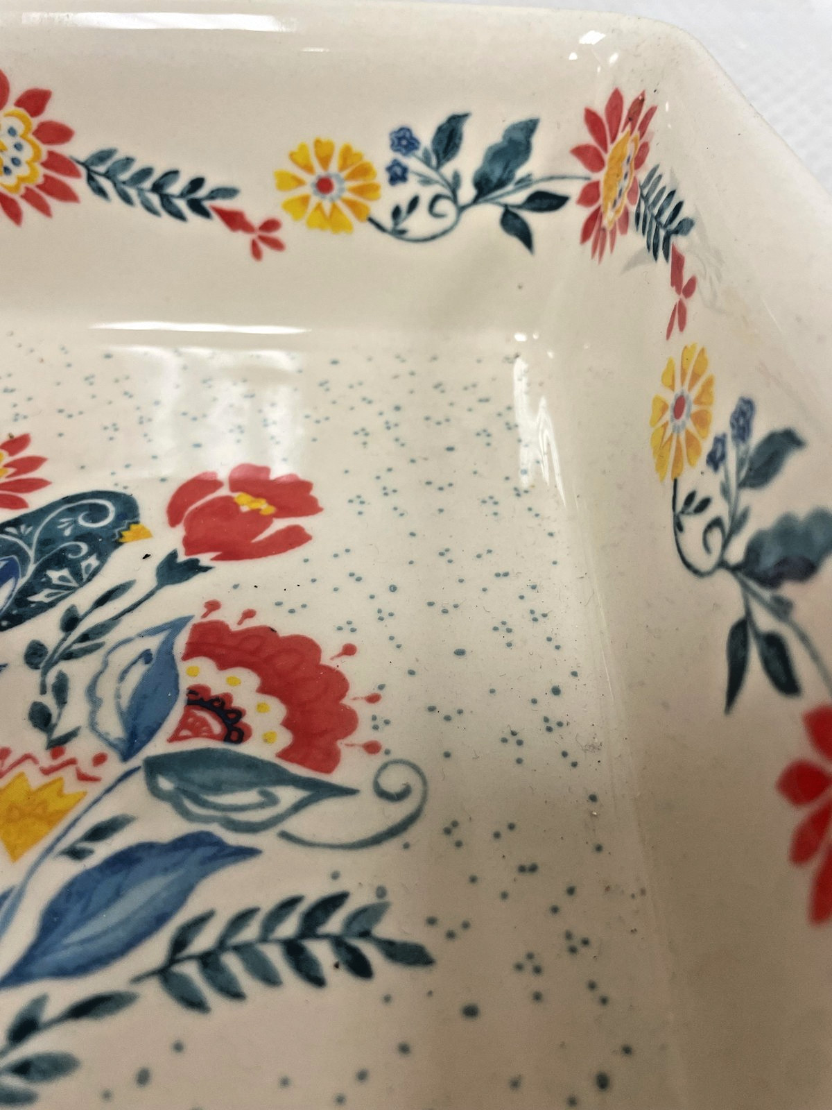 Pioneer Woman Mazie Bird Square Baking Dish 8×8 Casserole Stoneware Red 1.9 QT