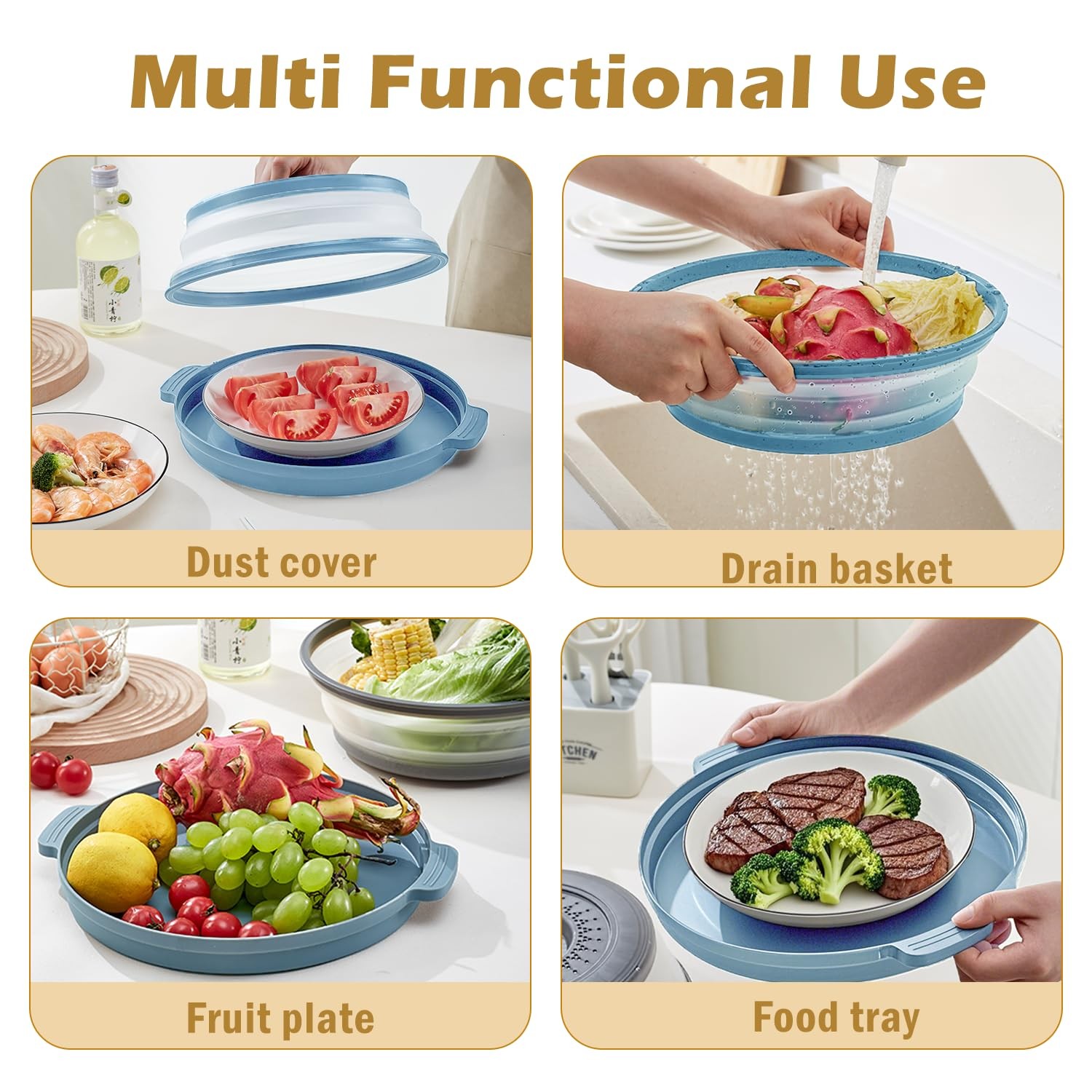 Microwave Splatter Cover, Microwave Cover for Food with Anti-scald Tray, Coll…