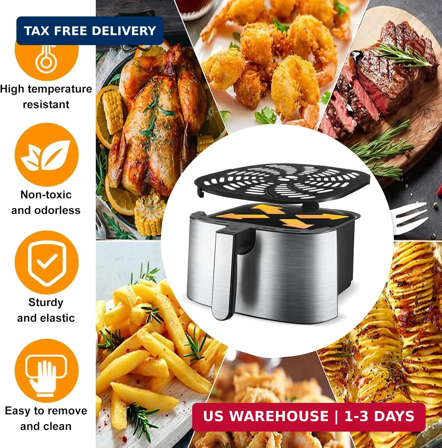 Air Fryer Replacement Parts Compatible with GAF826 GAF856, Nonstick 9.8”*9.8”