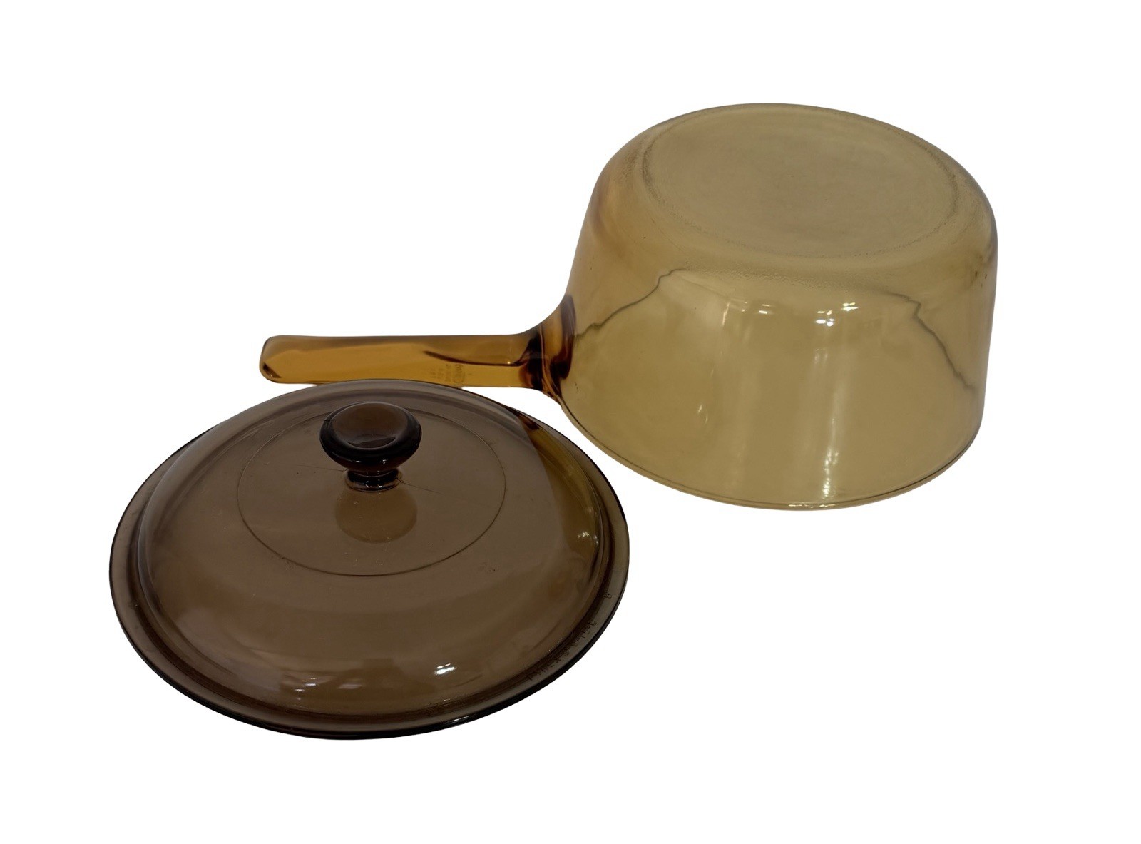Vintage Corning Vision Ware Amber Glass Saucepan 1.5L w/ Pyrex Lid Cookware Pot