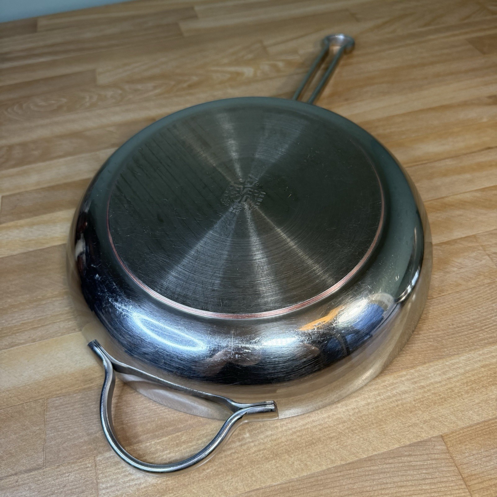 REVERE Pro Line 1801 Stainless 10″ Saute Fry Pan Skillet Copper Core 6760 w/ Lid