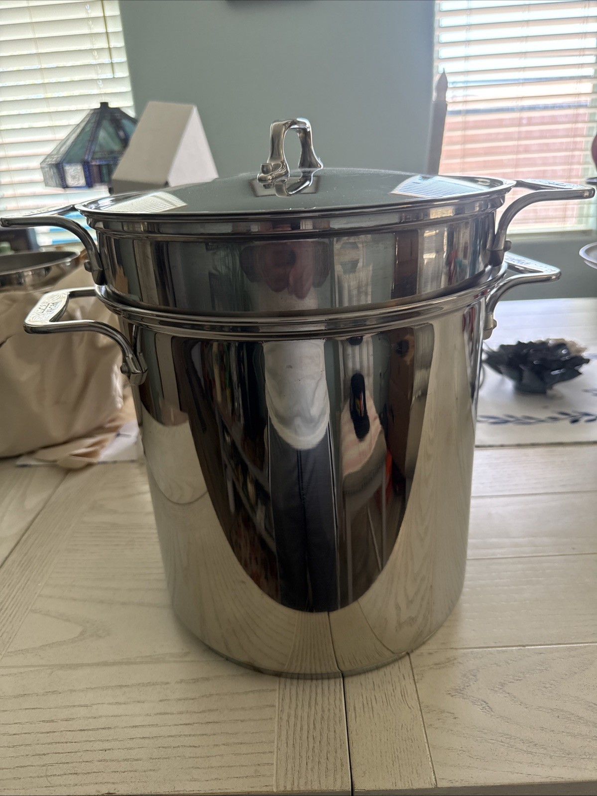 All-Clad Stainless Steel Stock Pot w/Pasta Strainer Colander W/Lid 3 Piece 10”