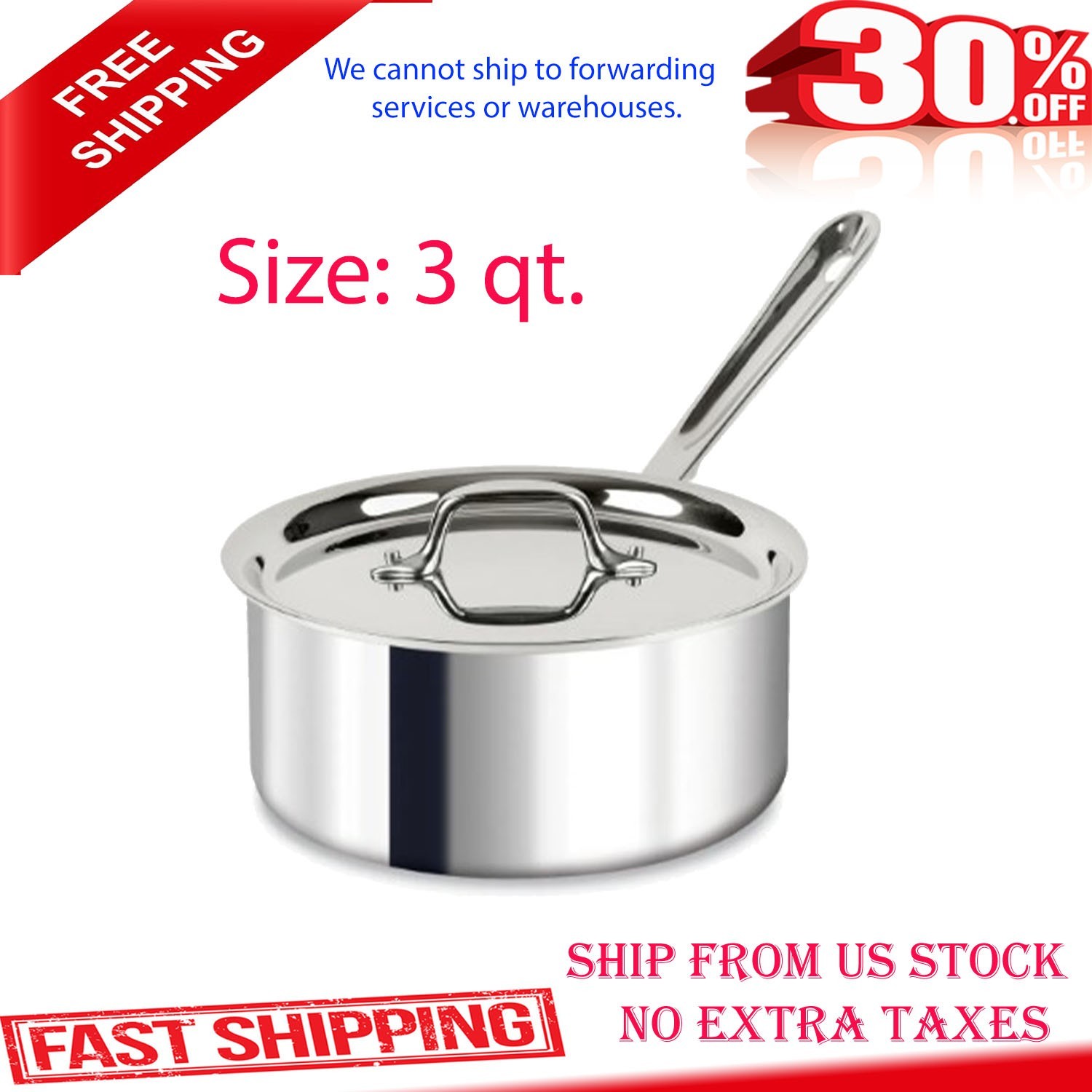 All-Clad D3 Stainless Steel Saucepan with Lid, 3 qt, Oven Safe Up to 600°F