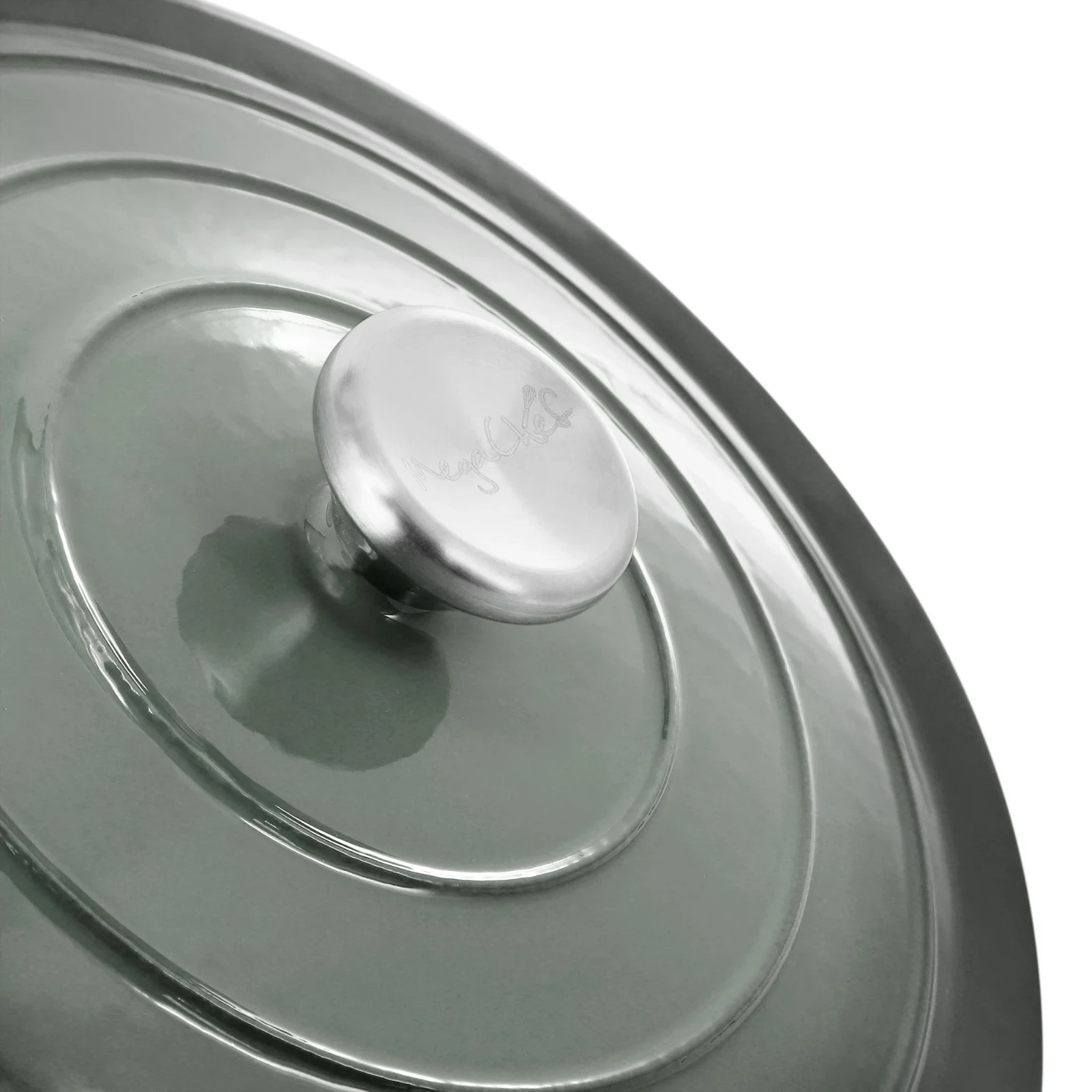 MegaChef 2.7 Quart Round Enameled Cast Iron Casserole in Gradient Gray