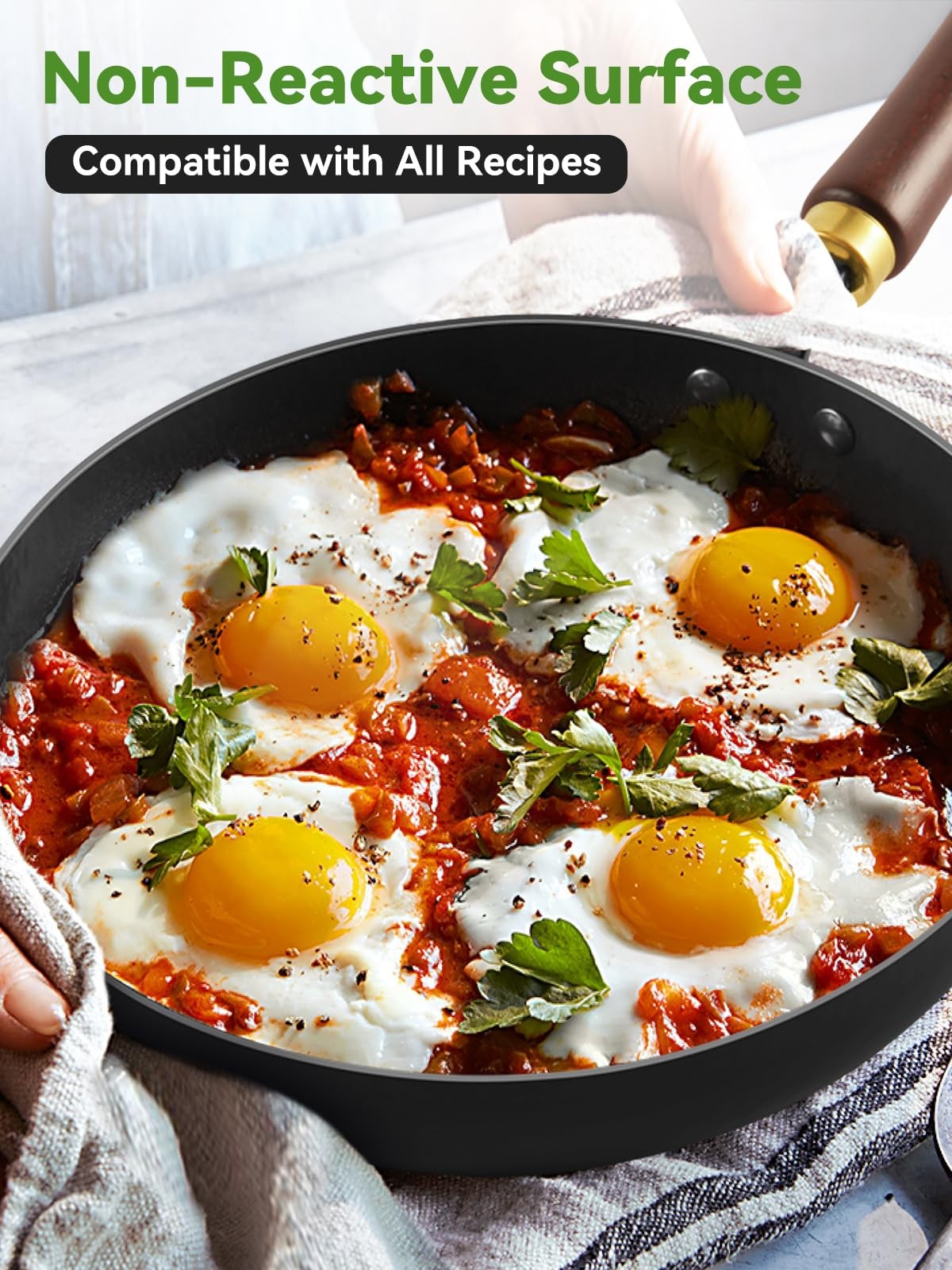 Carbon Steel Skillet, 11-Inch Nonstick Frying Pan, Season-Free Enameled Carbo…