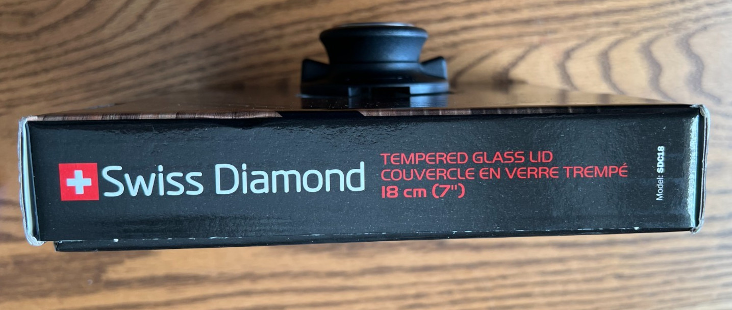 NEW Swiss Diamond 7″ Tempered Glass Lid Adjustable Steam Vent