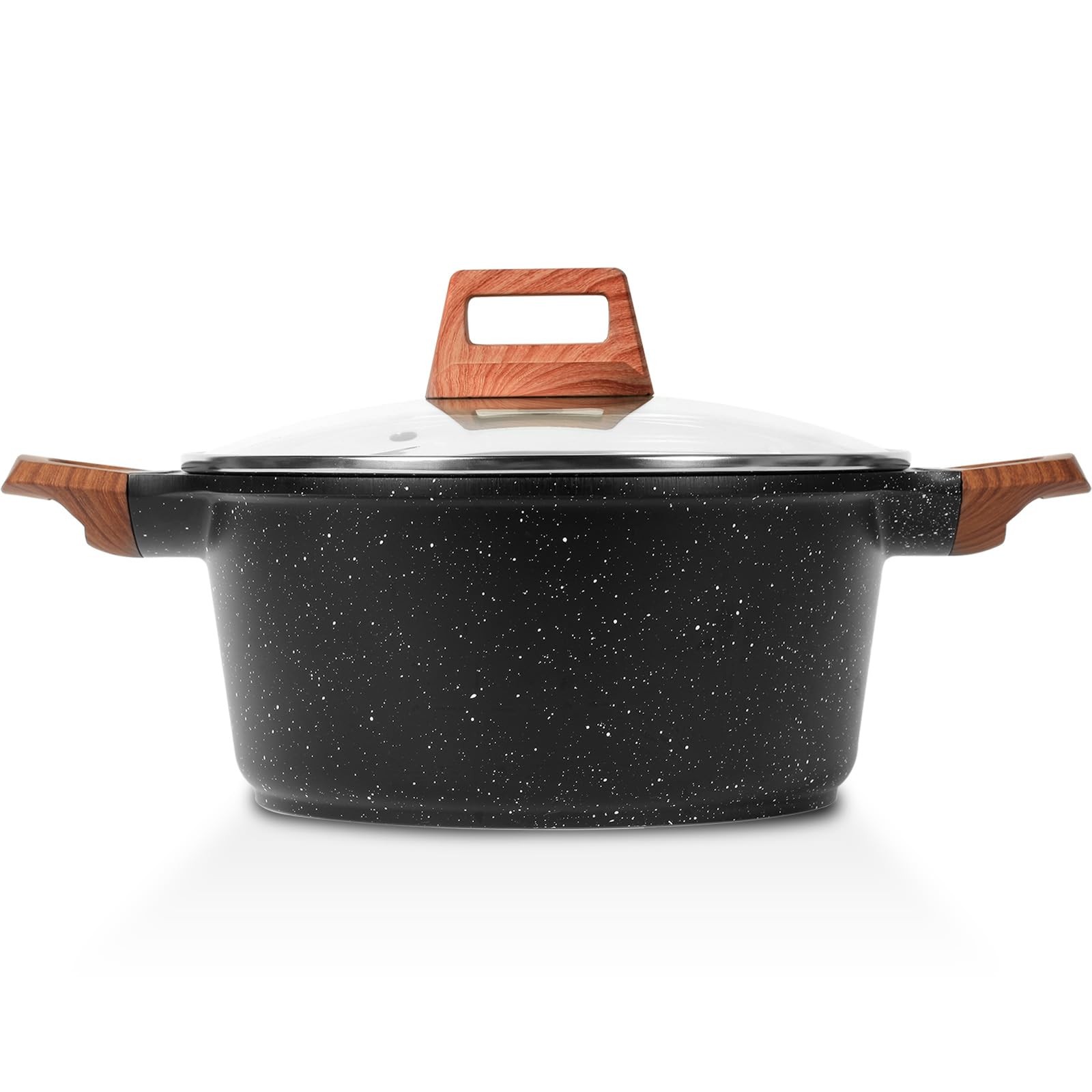Nonstick Stock Pot with Lid, 7 Quart Granite Casserole Large Soup Pot Pasta C…
