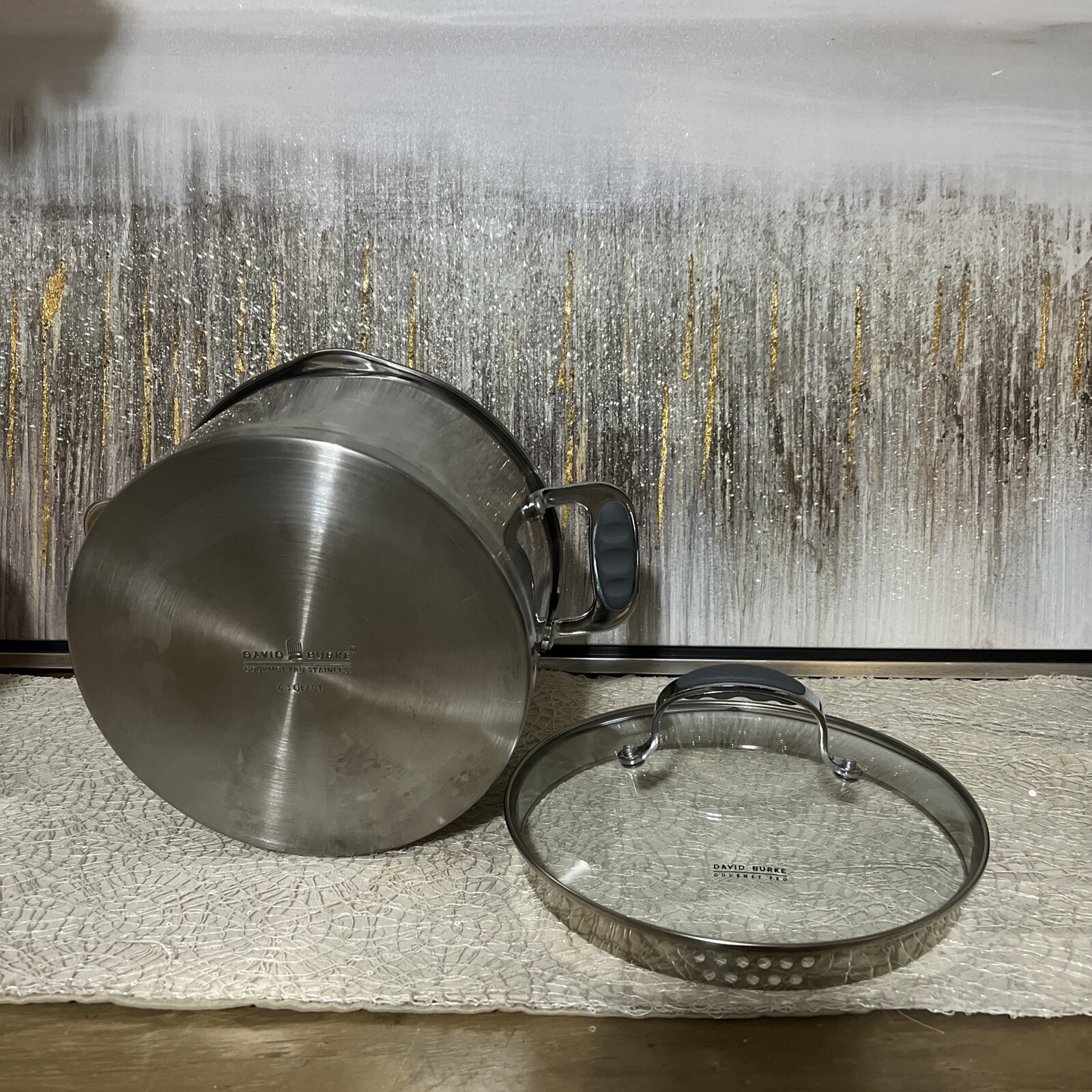 David Burke Gourmet Pro Heavy Gauge Stainless 6.3 Qt. /6L Stockpot /Lid Strainer