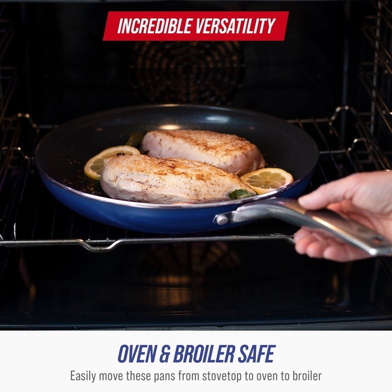 Ceramic Nonstick Fry Pan W/ Spatula Metal Utensil Safe Dishwasher Oven Safe New