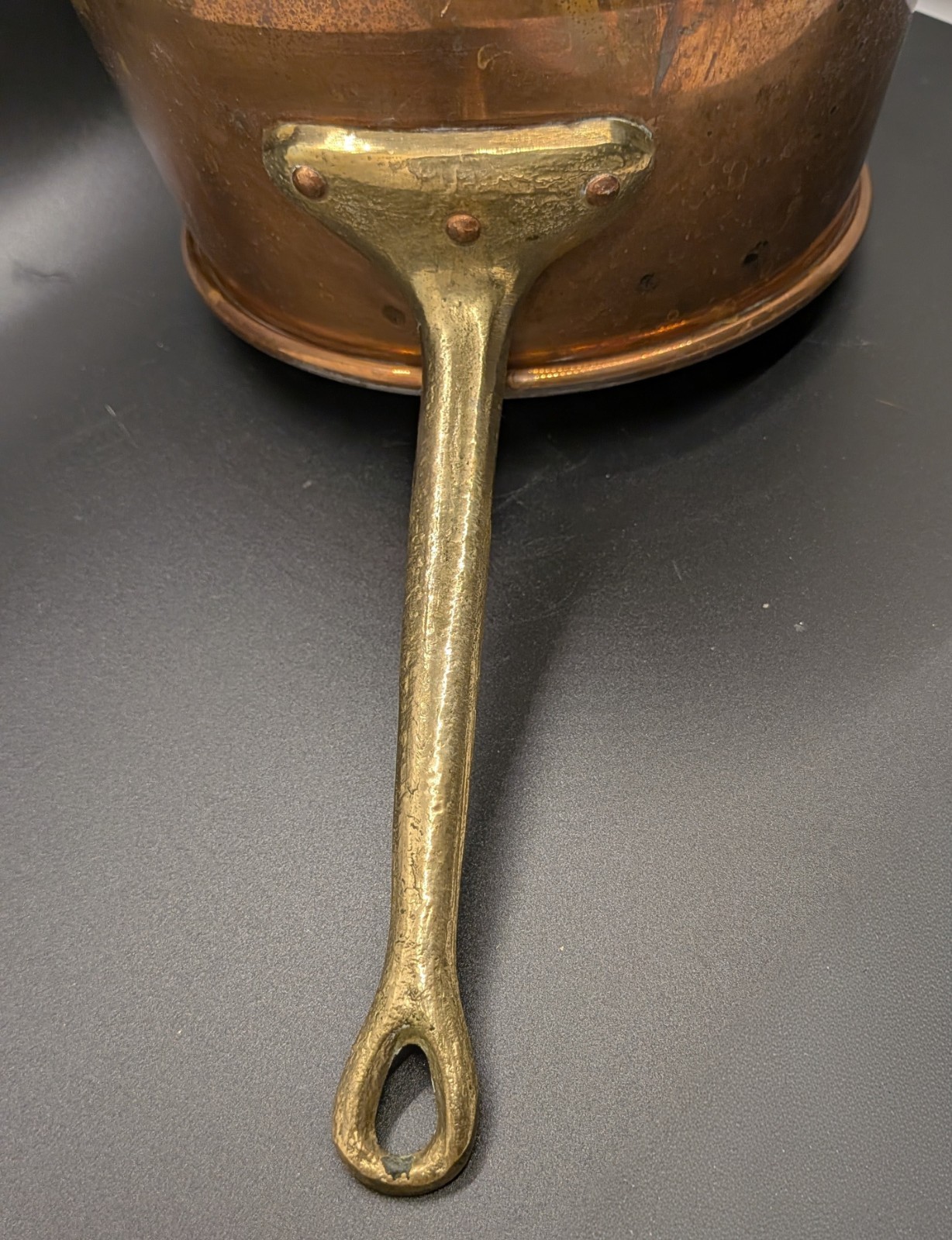 VTG Taurus Copper Pot with Lid, Brass Handles, Tin Lining, Made in Portugal