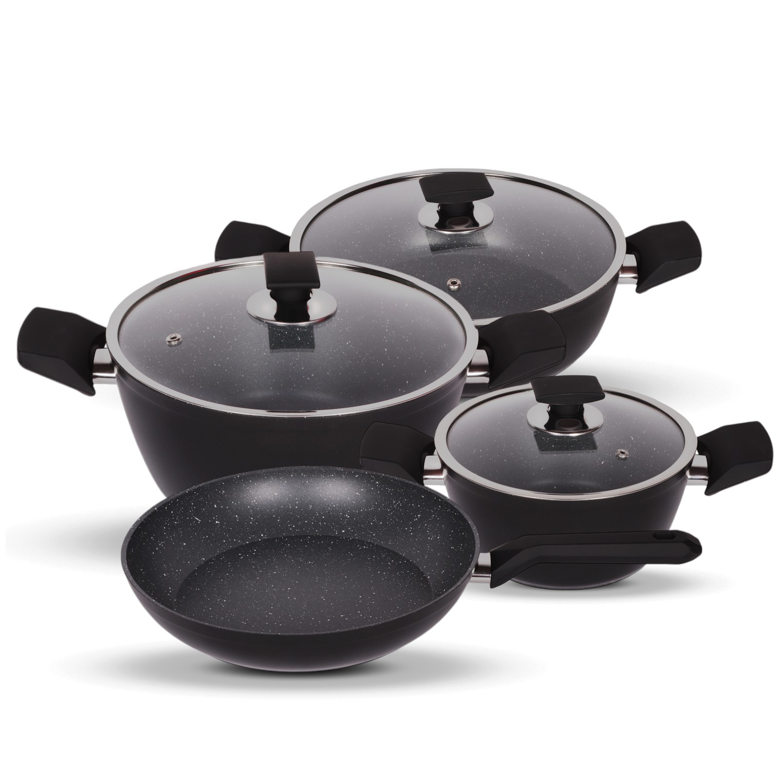Serenk Excellence 7 Pieces Granite Pots and Pan Set with Induction Base