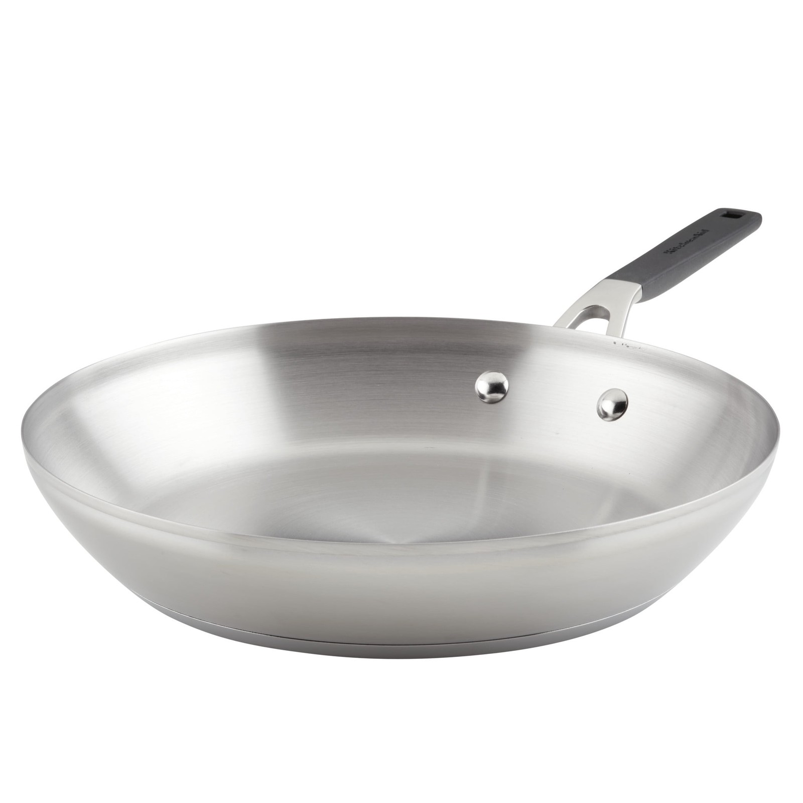 Stainless Steel Induction 12 inch Frying Pan, Brushed Stainless Steel