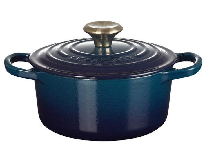 Le Creuset Signature Cocotte 16cm 1.5Qt Agave Black Matte Enamel Light Gold Knob