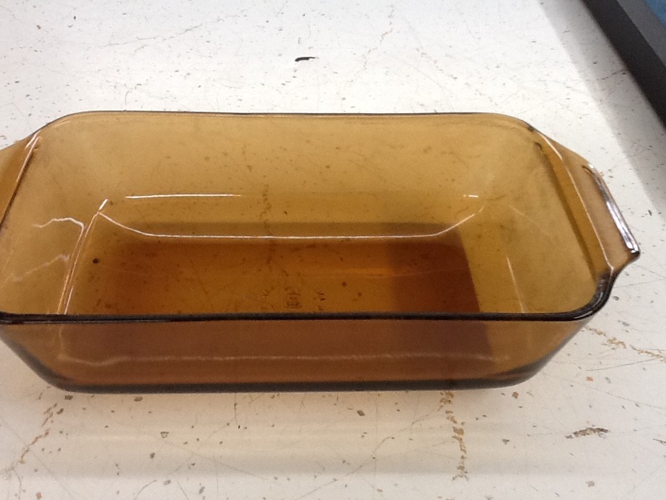 Anchor Hocking Amber Glass Baking Pan Dish Loaf Pan #442 1.5 PT. Vintage