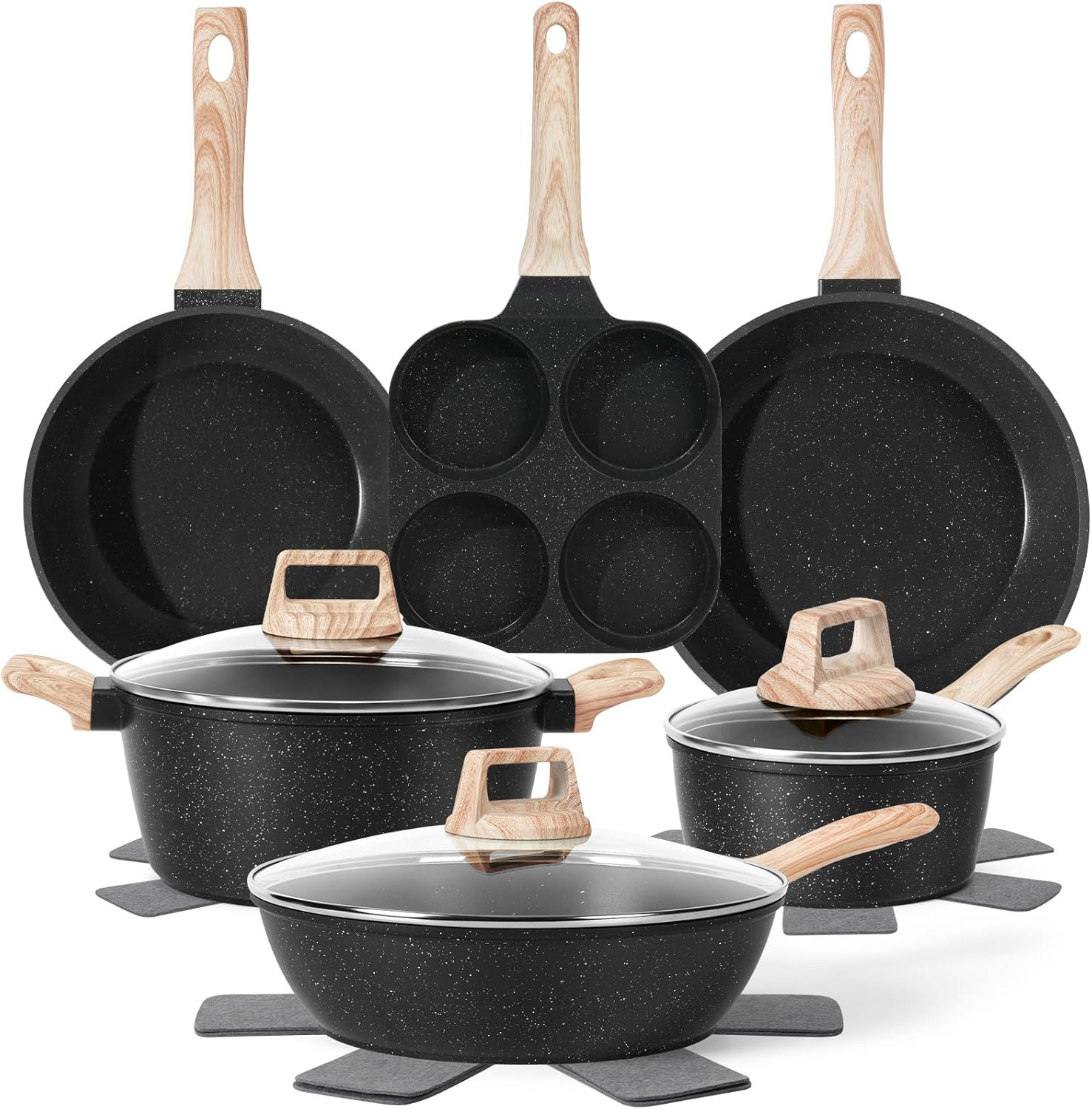 13-Piece Nonstick Granite Cookware Set, Induction-Ready & Healthy Cooking