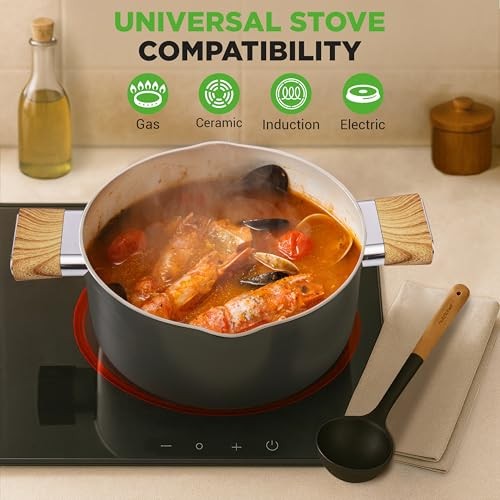 NutriChef 14-Piece Non-Stick Ceramic Cookware Set – (Black)