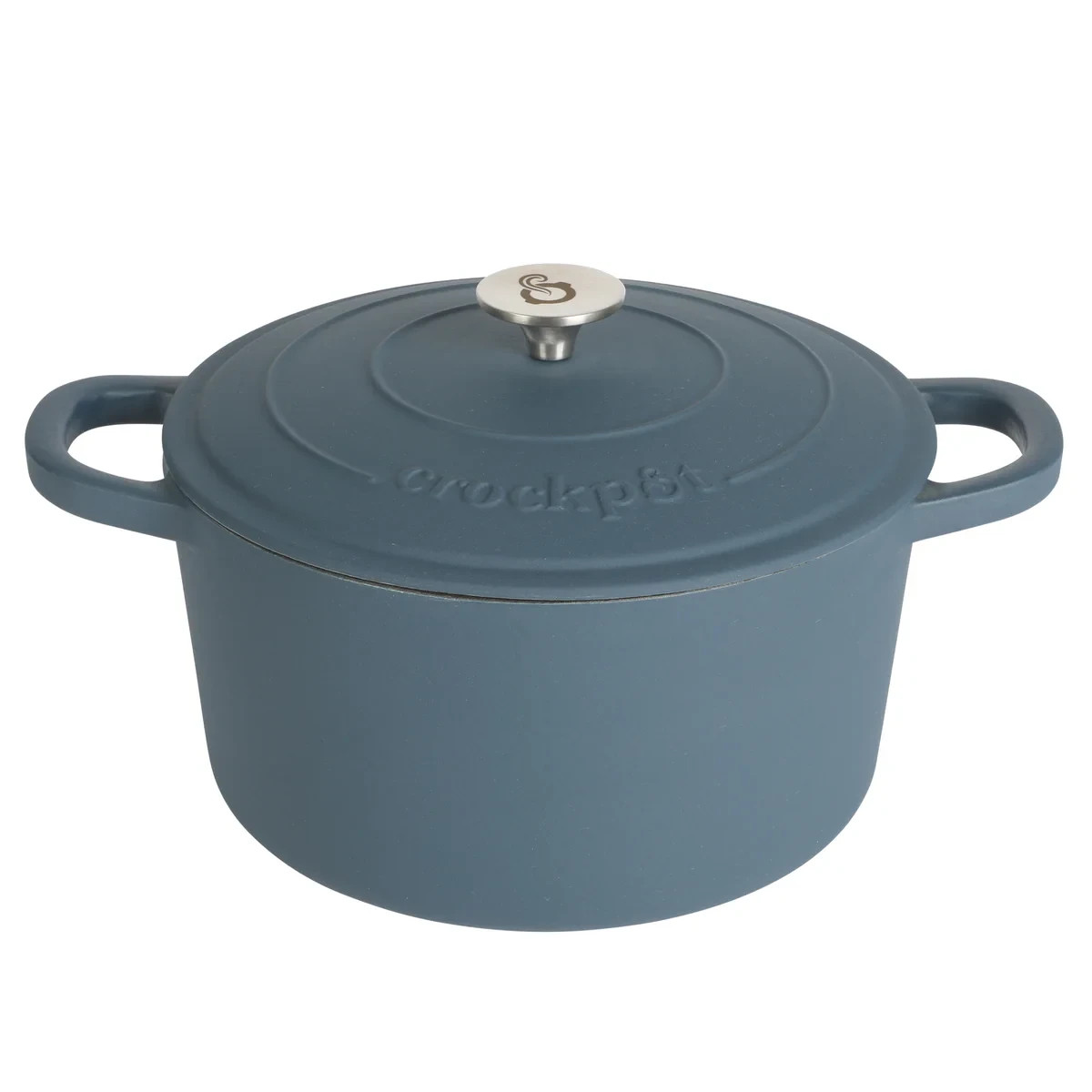 Crockpot Artisan 5 Quart Enameled Cast Iron Dutch Oven in Matte Navy Blue