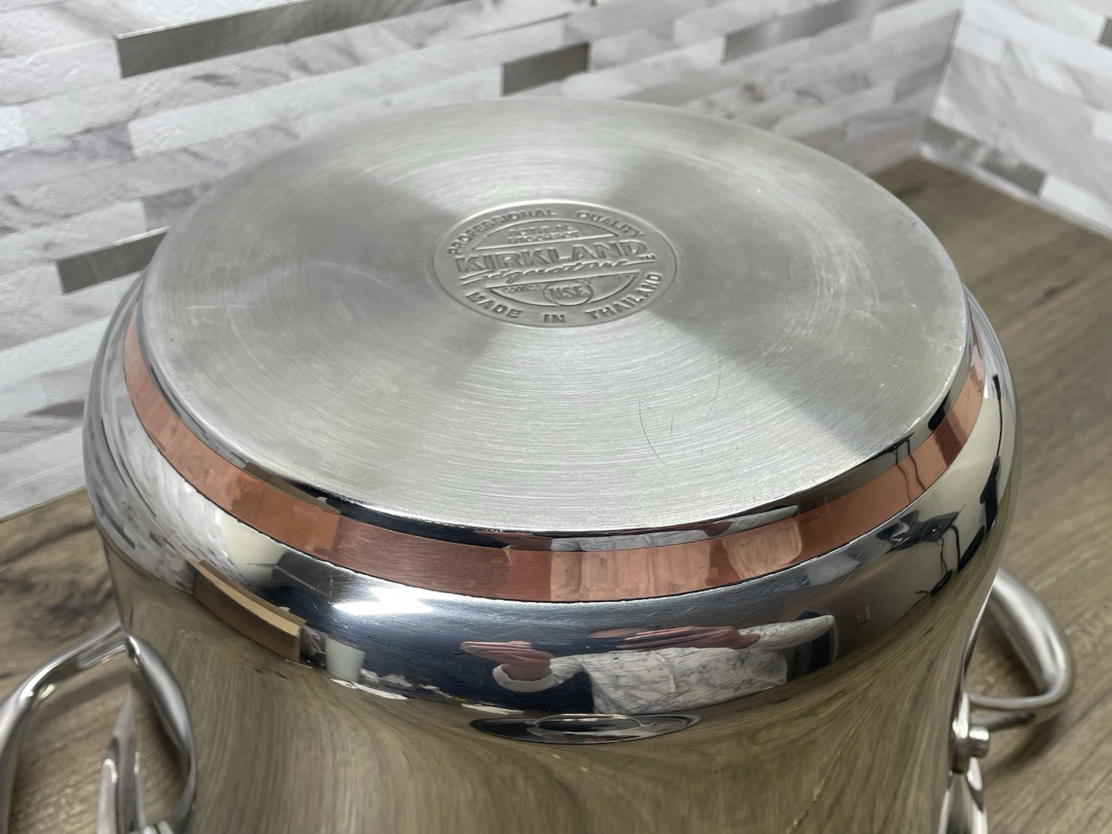 KIRKLAND SIGNATURE PROFESSIONAL QUALITY 8 Qt 7.5 L COPPER CORE STOCKPOT + LID