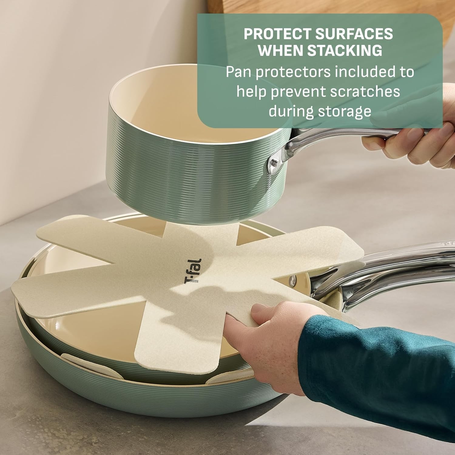 Inspire Nonstick Ceramic Cookware Set 10-Piece Oven Safe to 500°F Mint Green