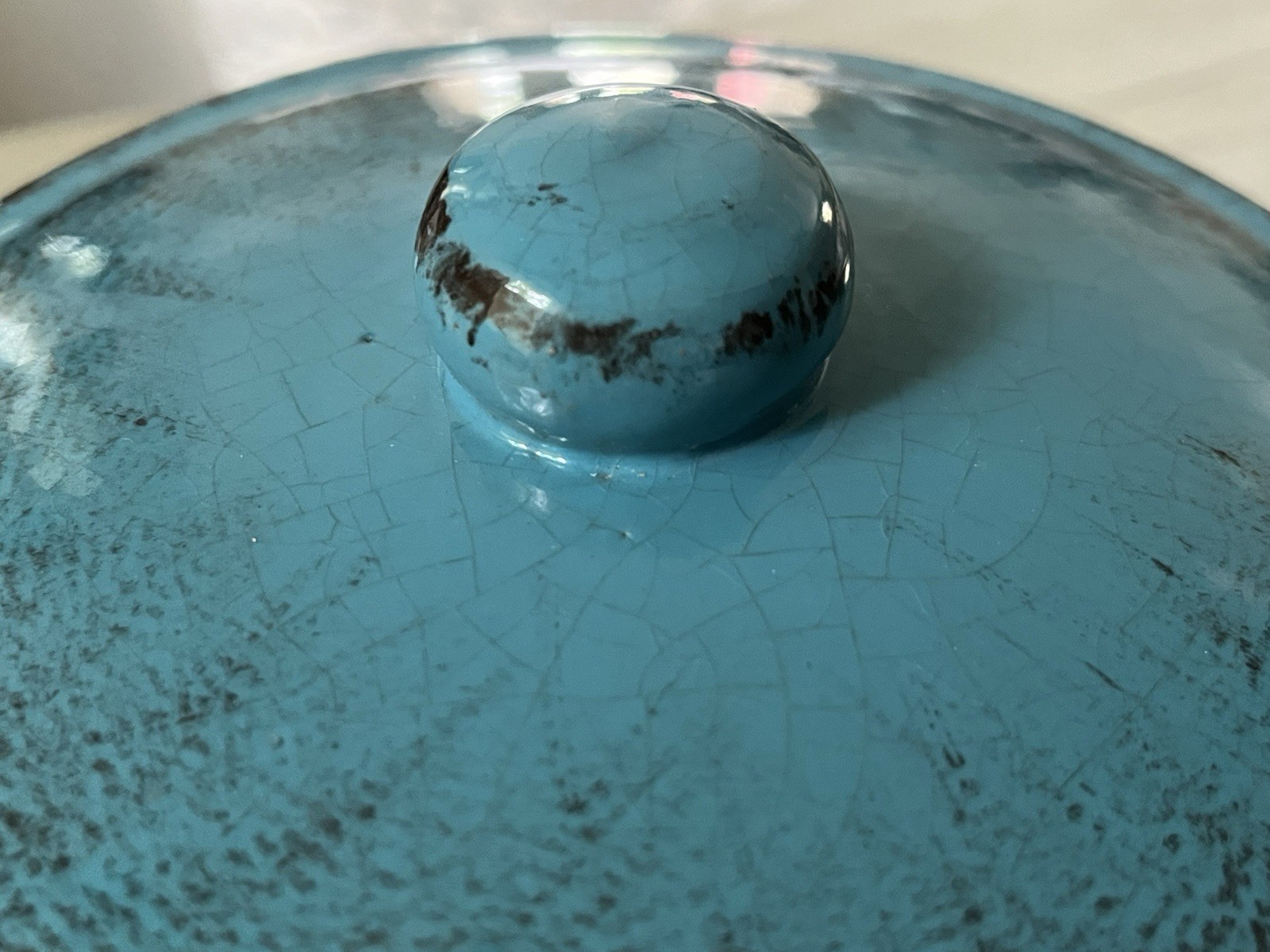 De Silva Bean Pot Made in Italy Glazed Teal Blue Heavy Duty