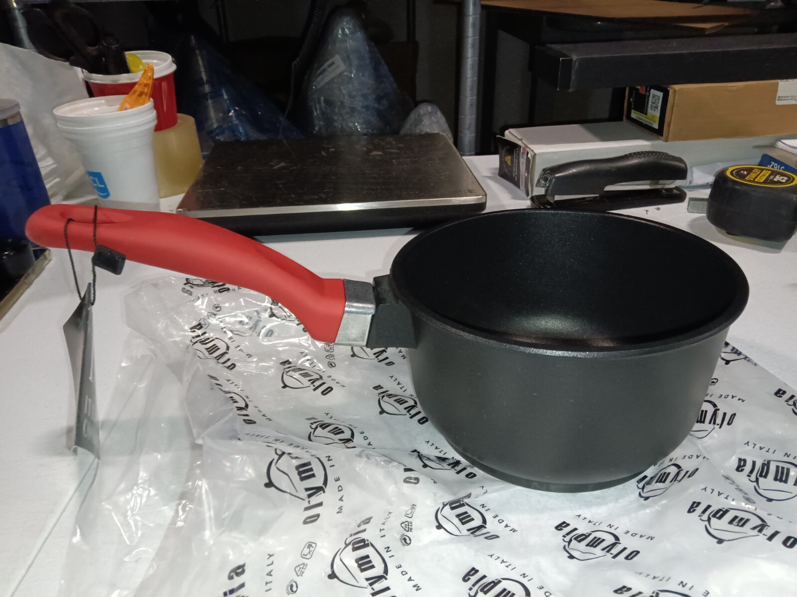 Olympia Love 6.2 Inch Nonstick Die Cast Aluminum Sauce Pan With Red Handle