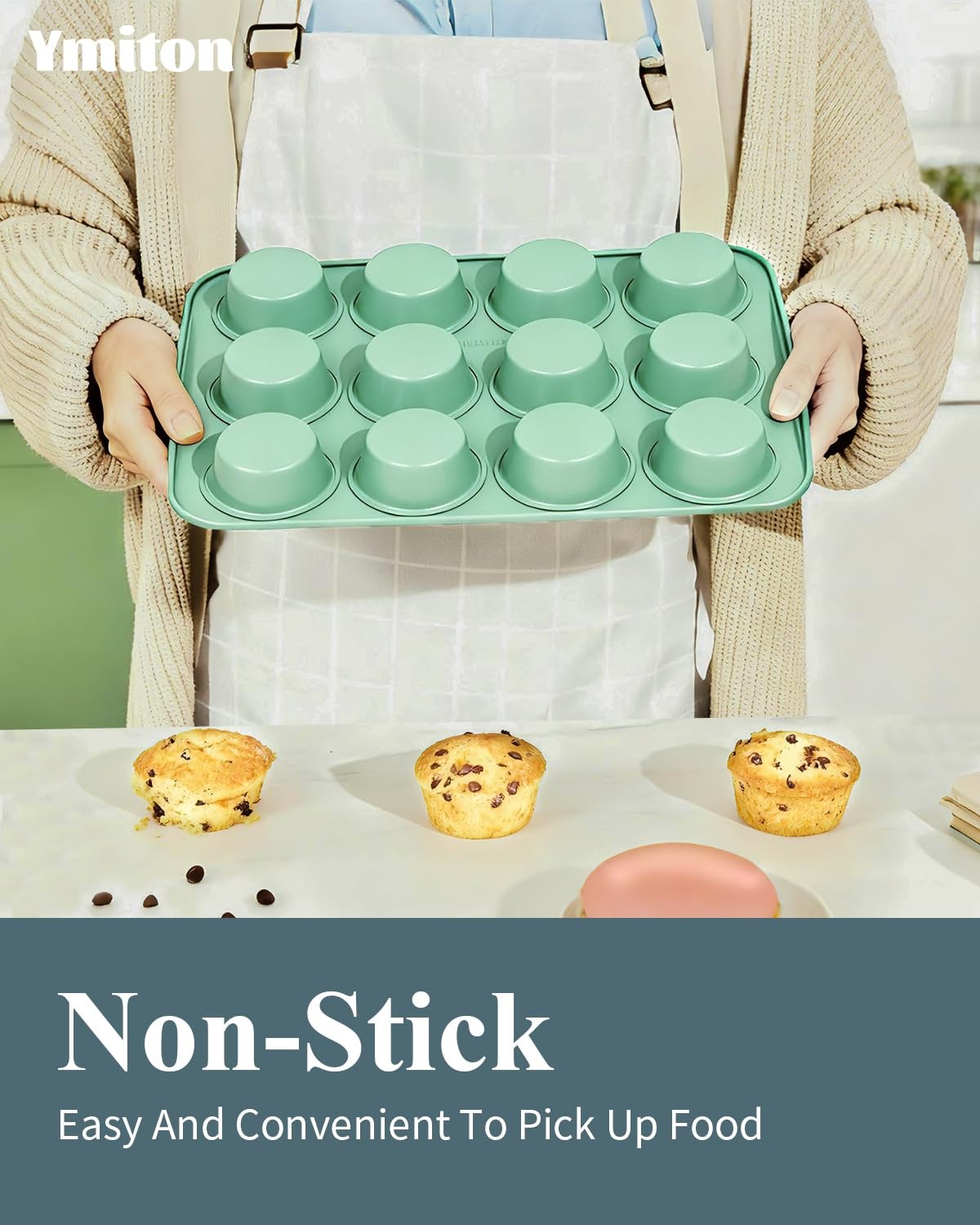 Ymiton Ceramic Nonstick Baking Pans Set, Non Toxic 30 PCS 30 PCS, Green
