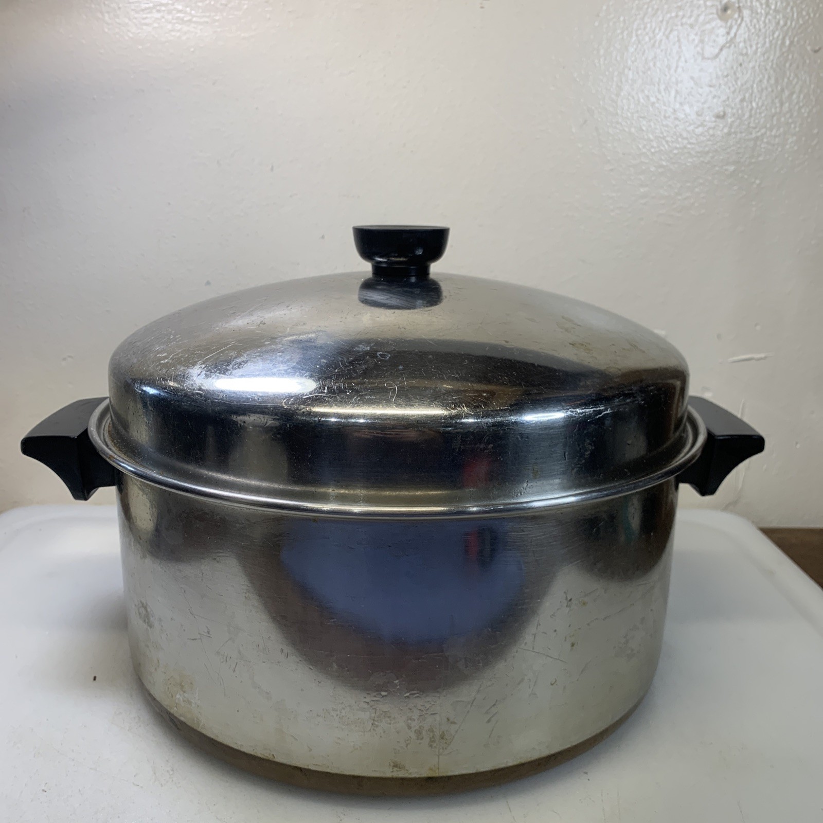Revere Ware Copper Bottom Stainless Stockpot Roaster Pan With Lid 6.5 Qt.