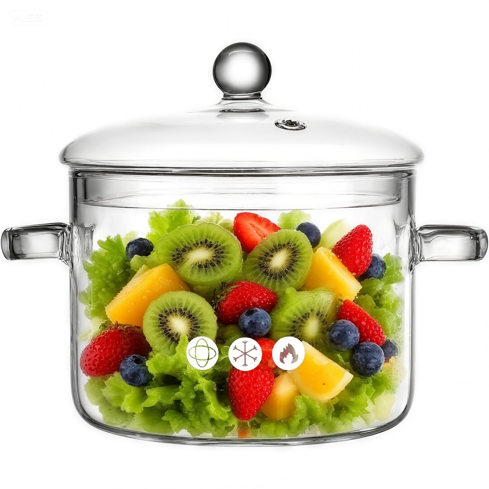 Clear Glass Cooking Pot 1.9L with Lid & Handle, Borosilicate Saucepan – Ideal fo