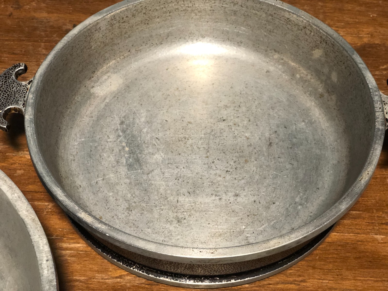 Two Vintage Guardian Service Hammered Aluminum Cookware Casserole Frying Pans