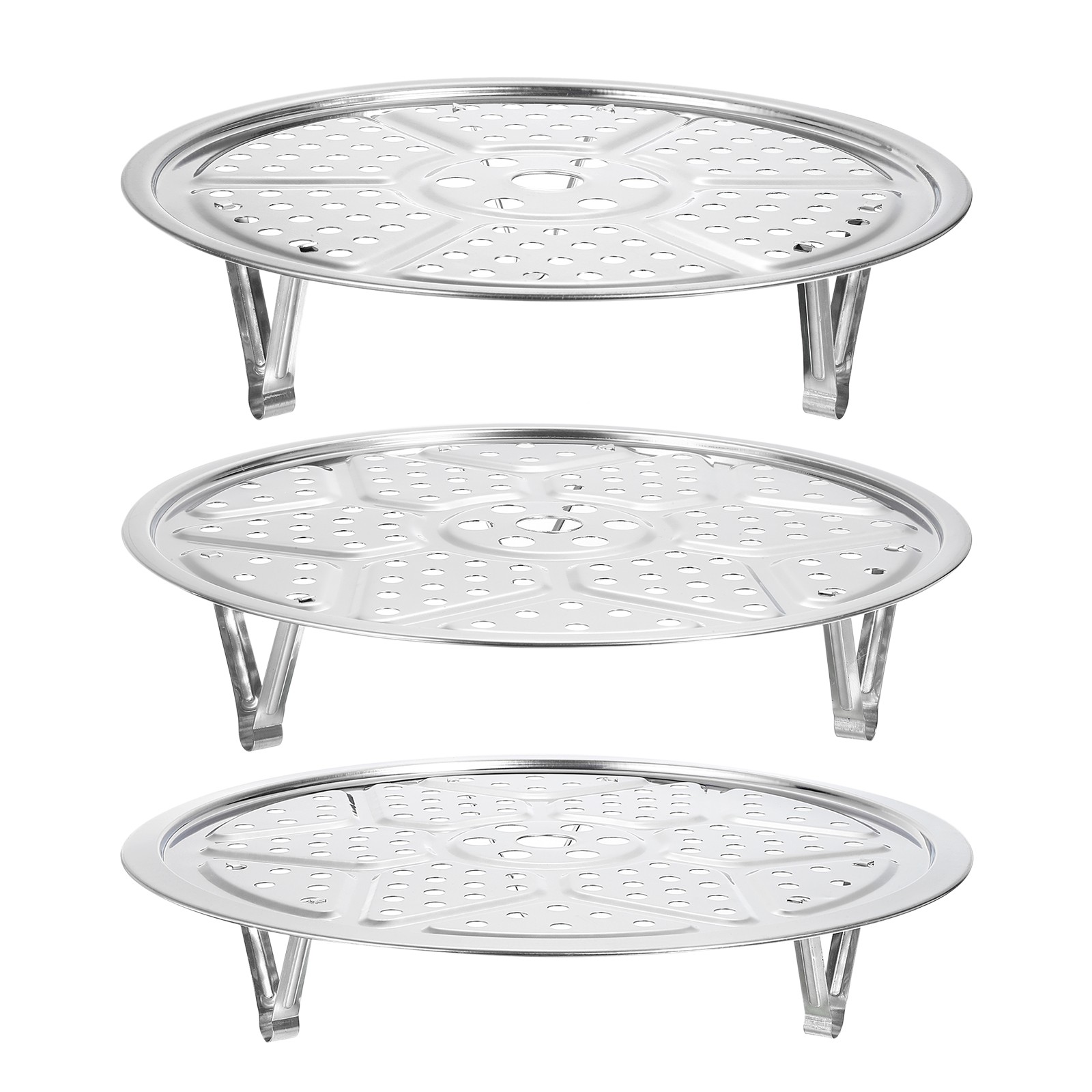 3pcs Stainless Steel Steamer Rack with Stand Insert Stock Pot Steaming Tray