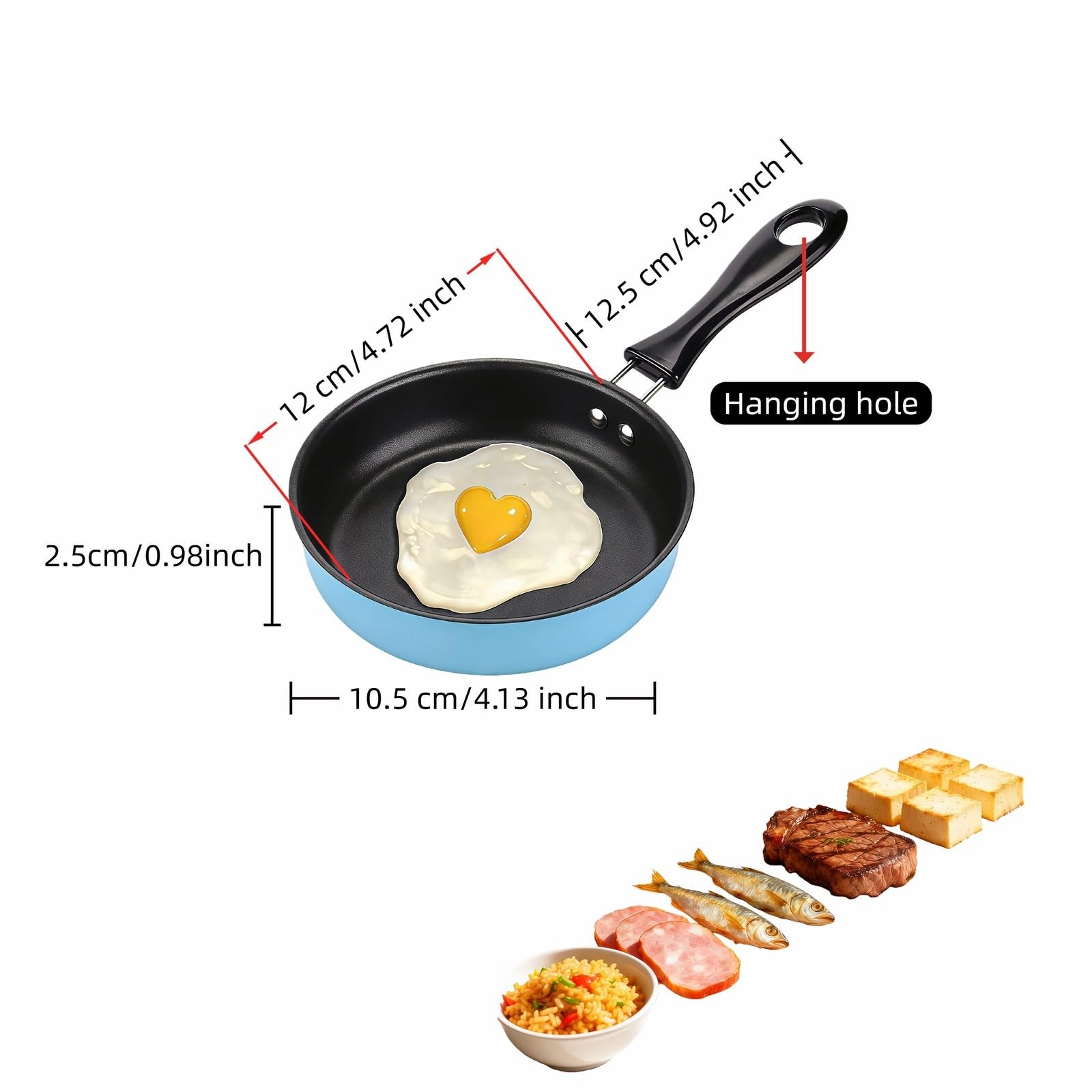 Mini Frying Pan 4.7 Inch Non-Stick Egg Pan for Gas, Induction, Electric Stove