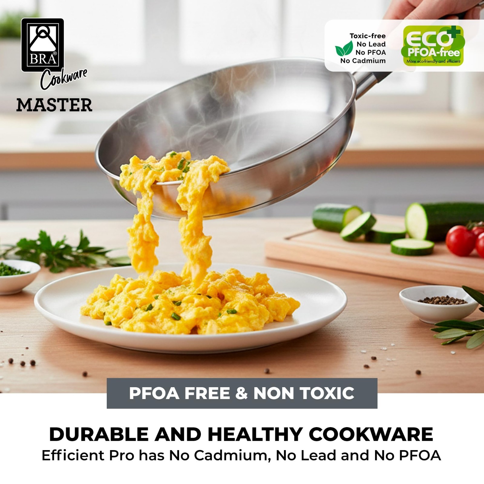 11″ Professional Stainless Steel Frying Pan | Induction Compatible Skillet | PFA