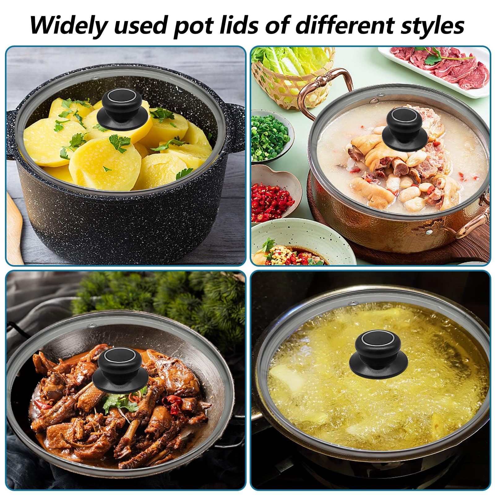 Yasdyri 4 PCS Pot Lid Top Replacement Knob Universal Pot Lid Knob Handle, Hea…