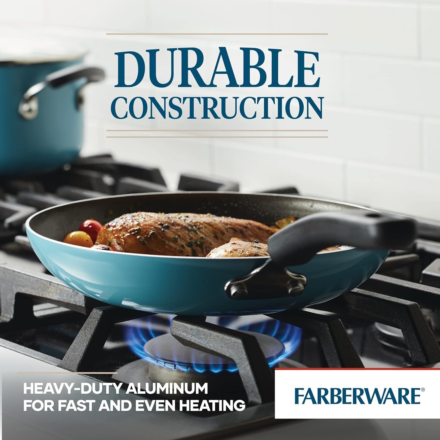 Farberware Frying Pan Set DiamondMax Nonstick 8.25″ and 10″ Frying Pan Set, Aqua