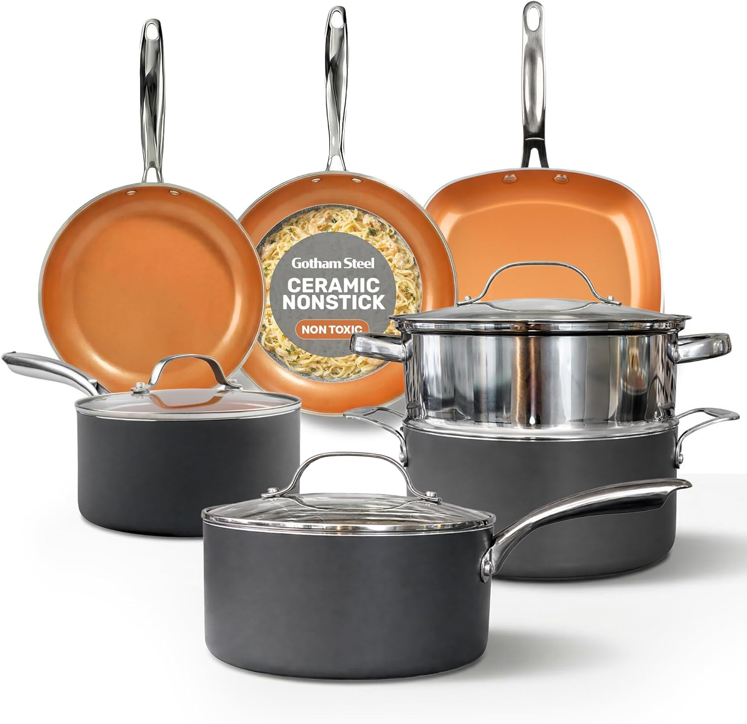 12 Pc Ceramic Cookware Set Nonstick, Ceramic Pots and Pans Set Non Stick with St