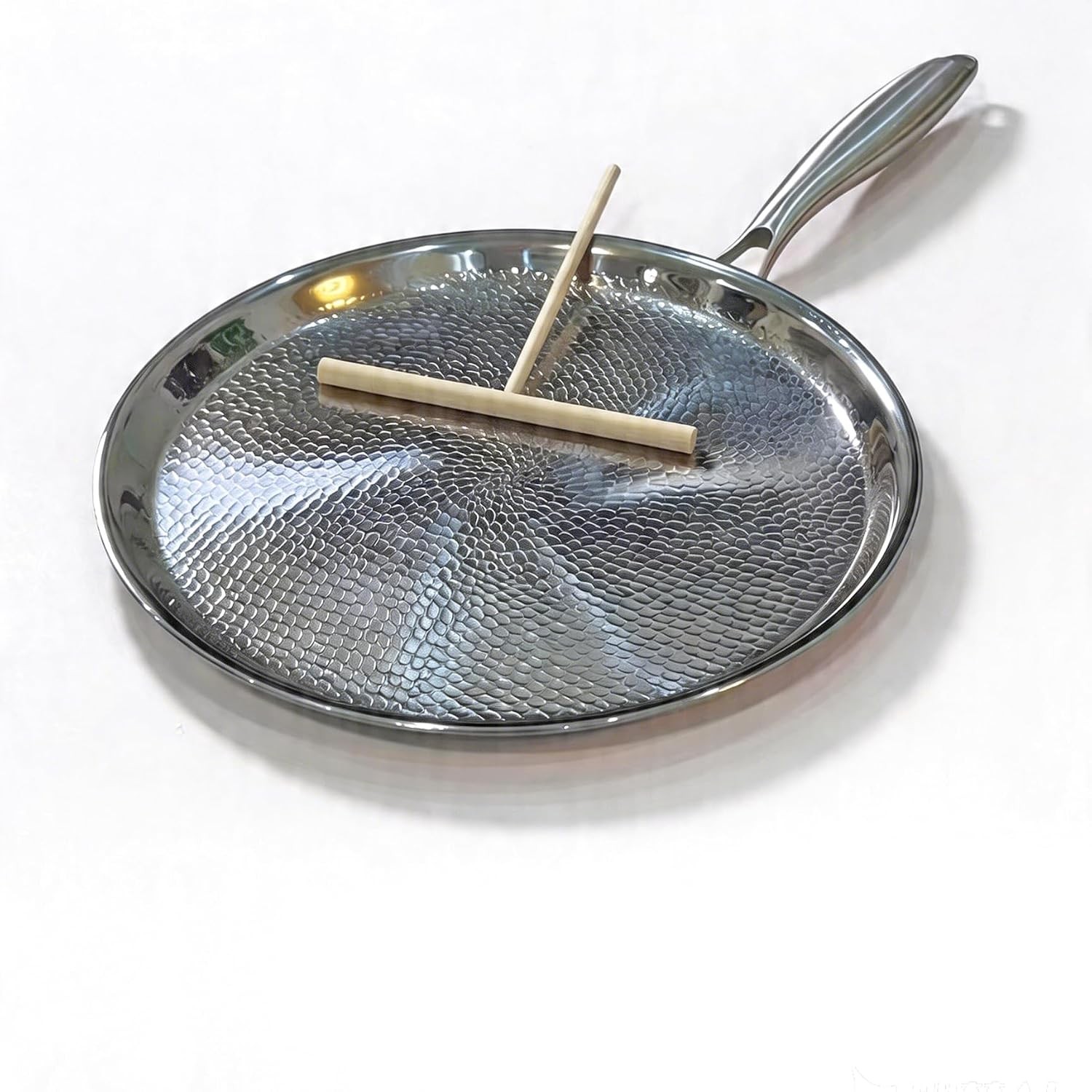 Titanium Crepe Pan W/ Stay-Cool Handle Hammered Pancake Flat Skillet 10 Inch