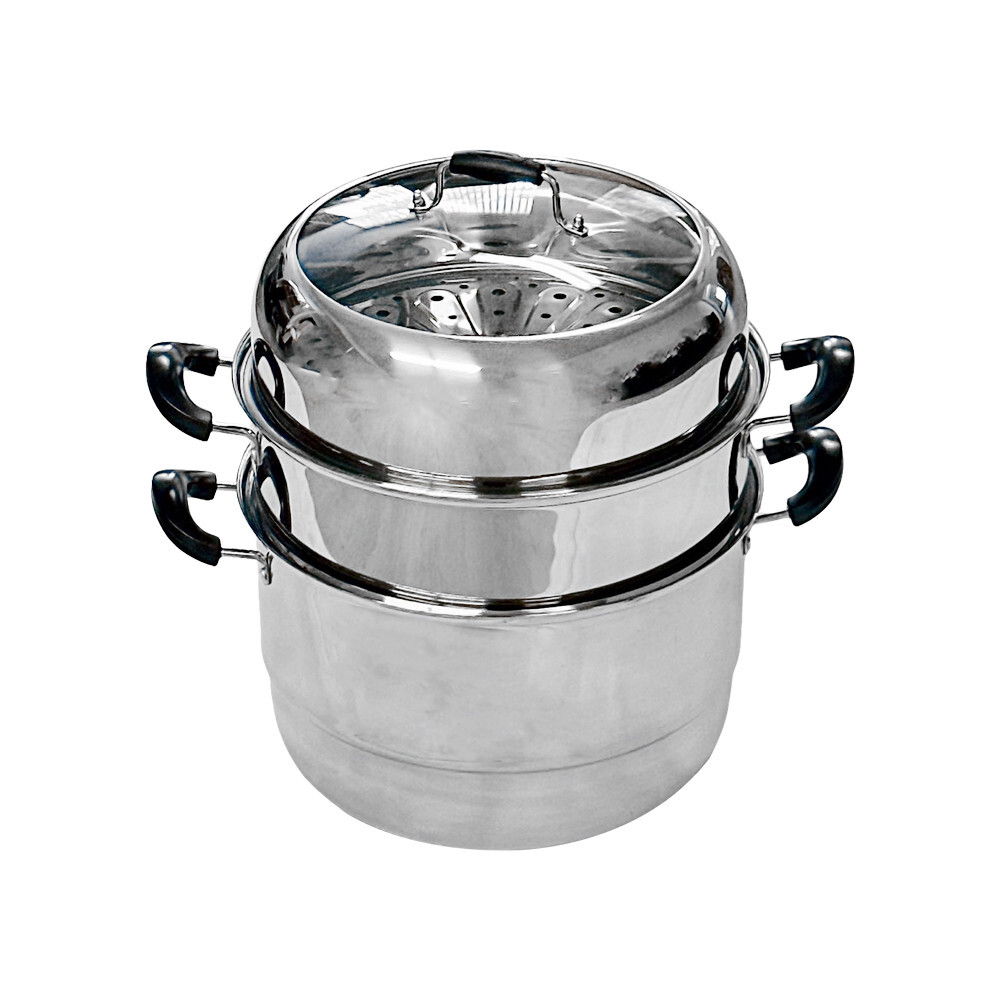 14″(36cm) Stainless Steel Steam Pot 2 Tier Multi-Layer Stack Steam Pot Boiler
