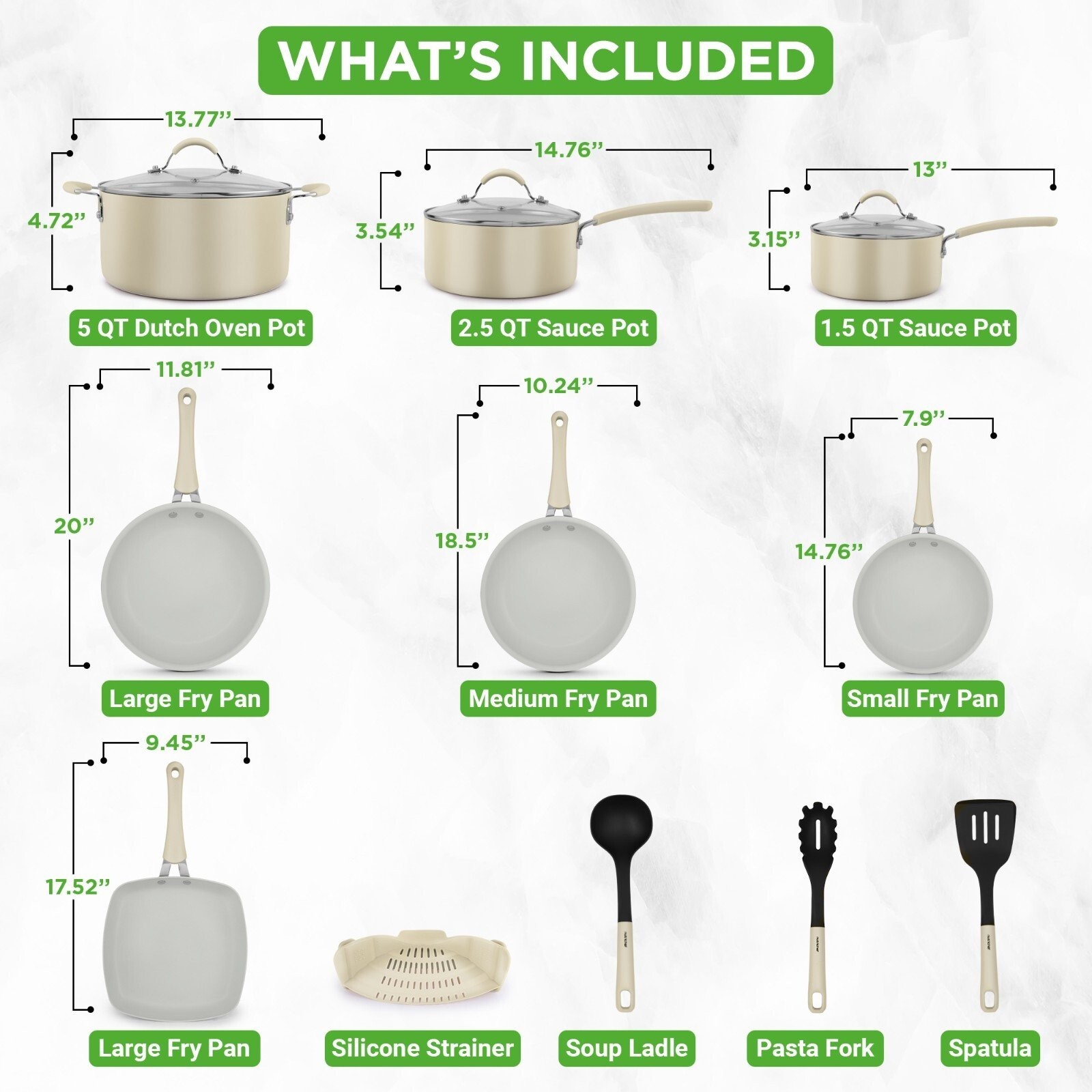 Nutrichef 20 Pcs Home Kitchen Cookware & Bakeware Set- Non-stick, High-quality