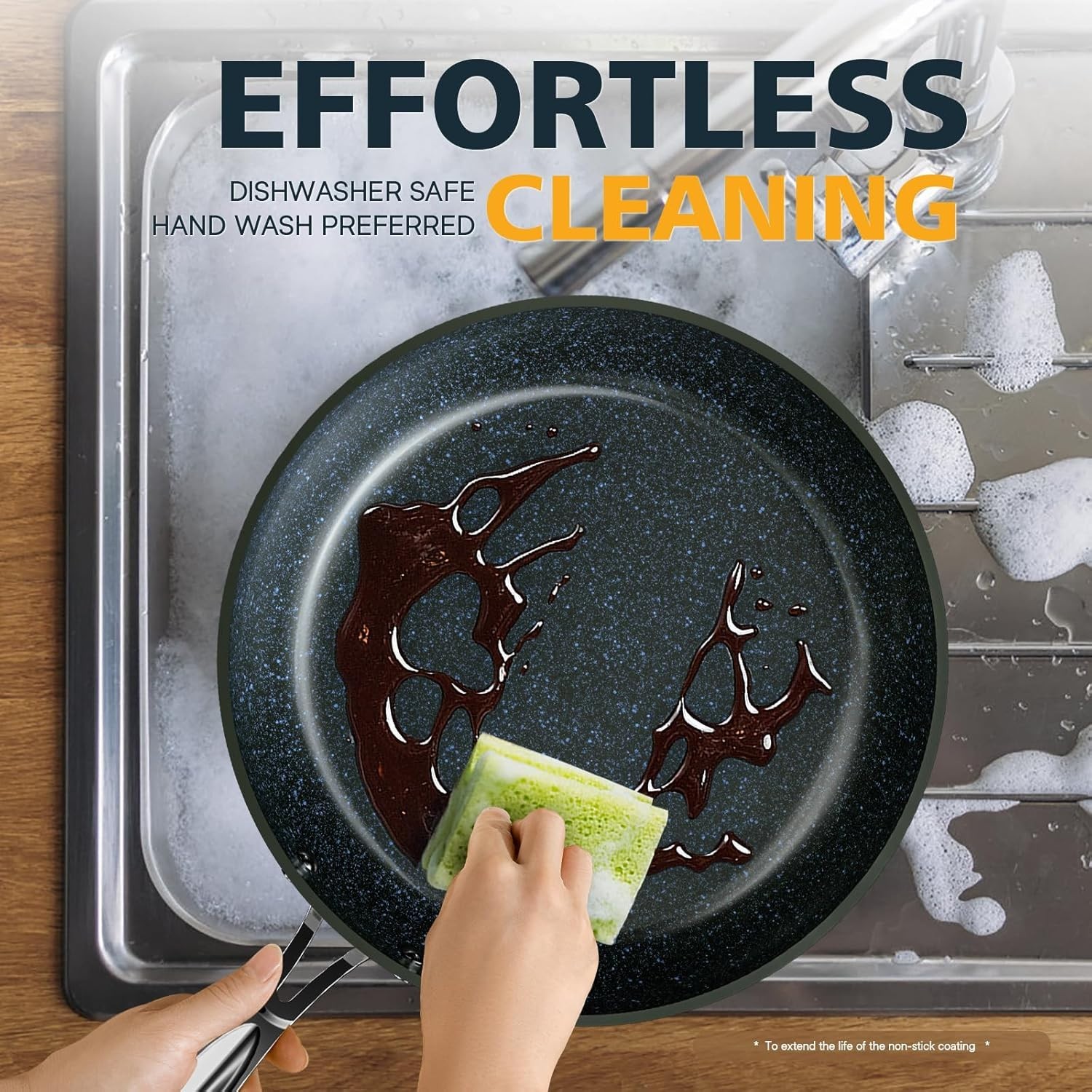 3PC Ceramic Nonstick Frying Pan Set 8 10 12in Induction Ready