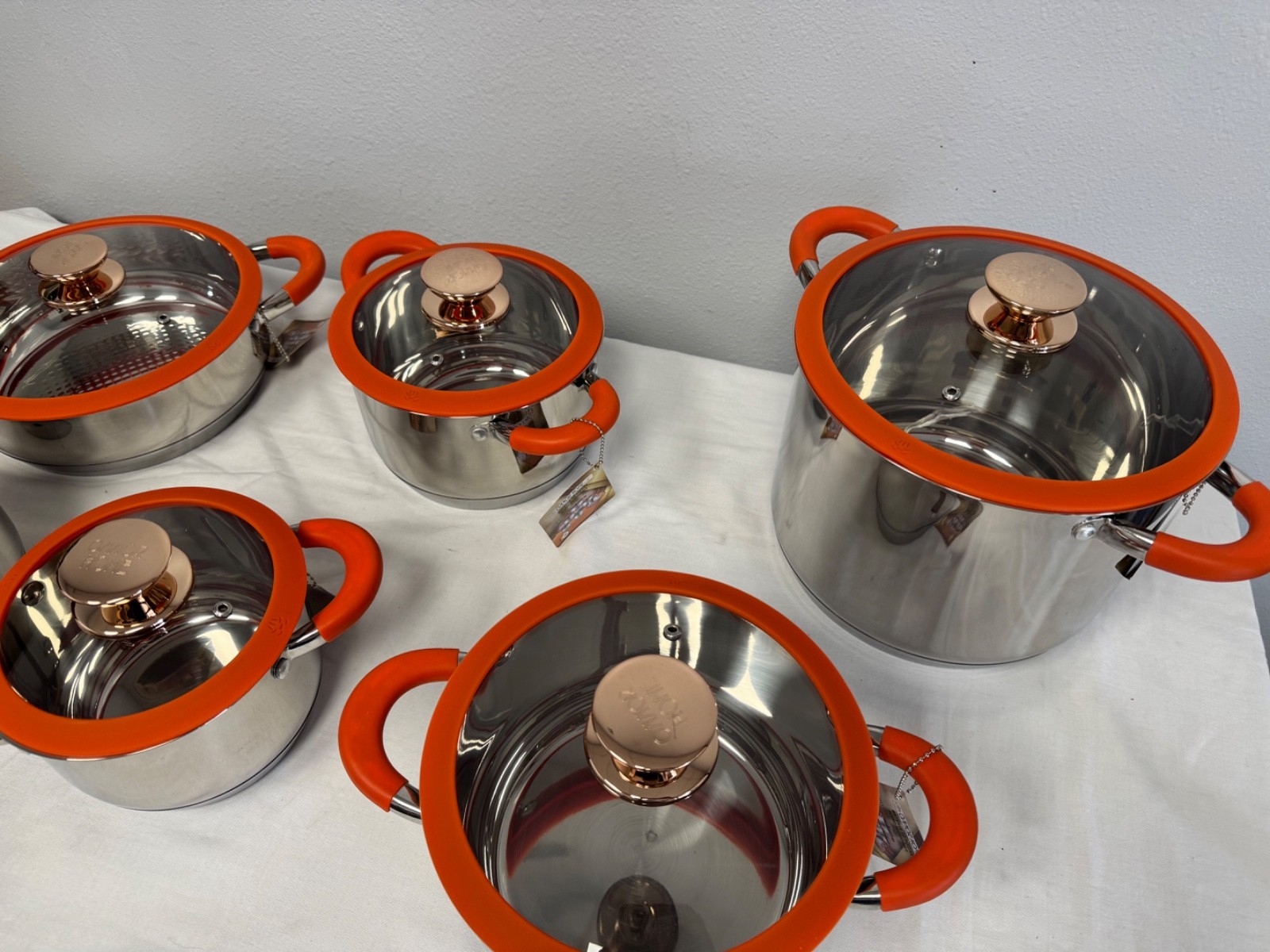 12-Piece Stainless Steel Cookware Set Induction Ready GALES PREMIUM-ORANGE