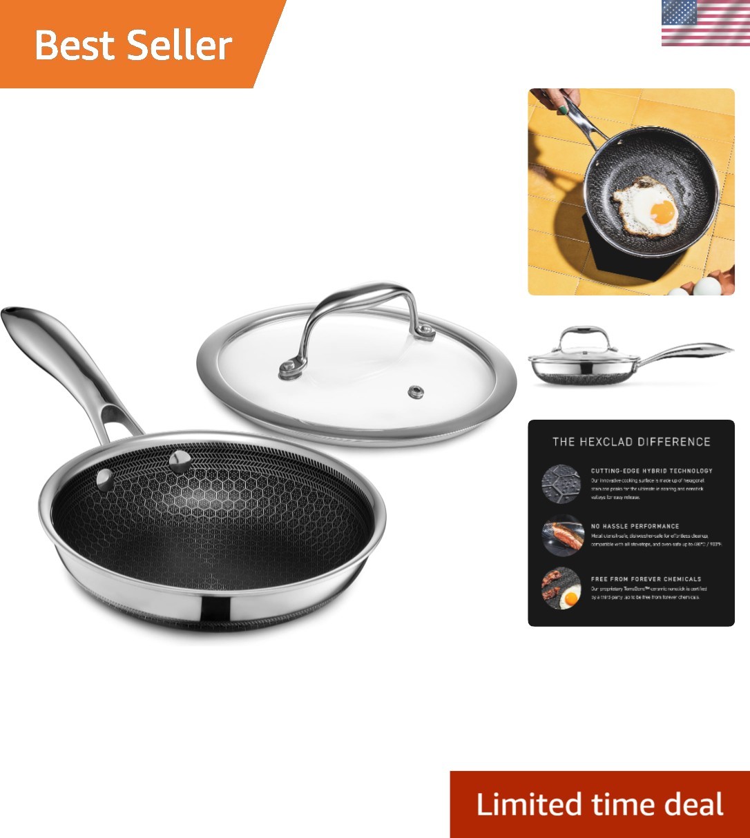 Hybrid Nonstick 7-Inch Fry Pan with Glass Lid, Perfect for Reductions & Sautéing