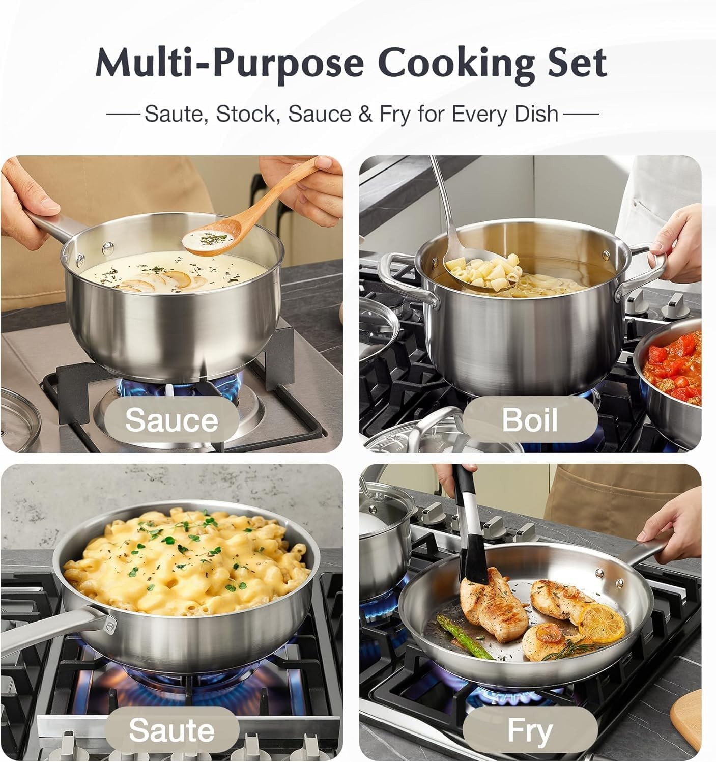 Koch Systeme Cs Stainless Steel Pots And Pans Set 10 Piece Stainless Steel