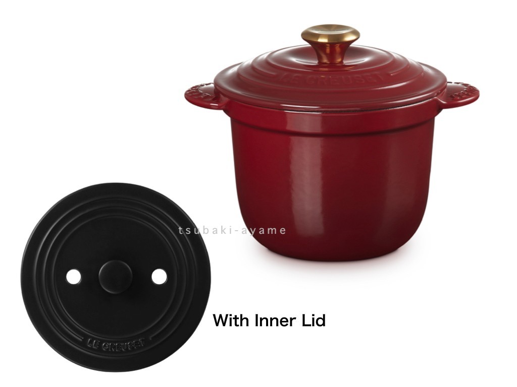 Le Creuset Cocotte Every 18cm Rice Pot 2.25qt Rhone Garnet With Inner Lid NIB