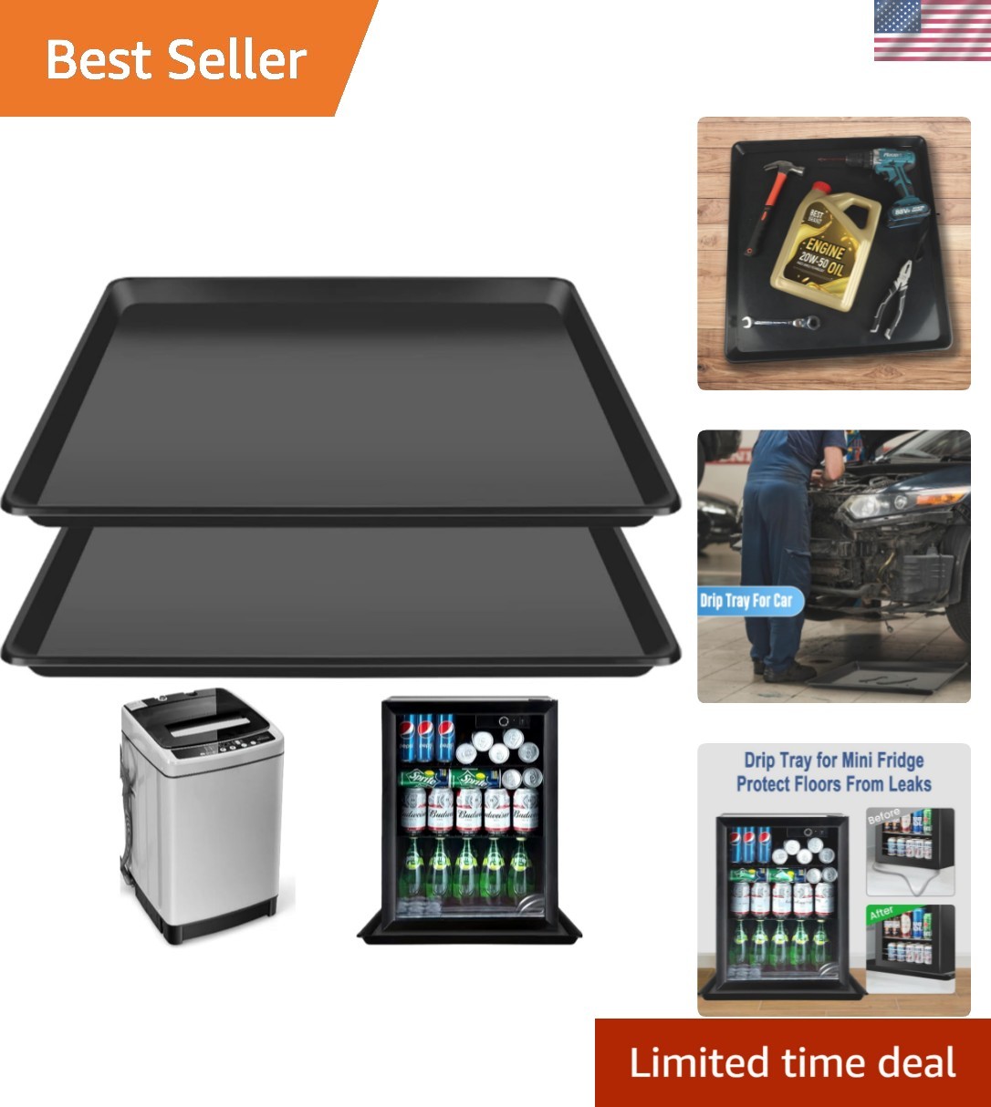 Large 22” x 21” Spill Protection Drip Tray – Ideal for Mini Fridges & Washers