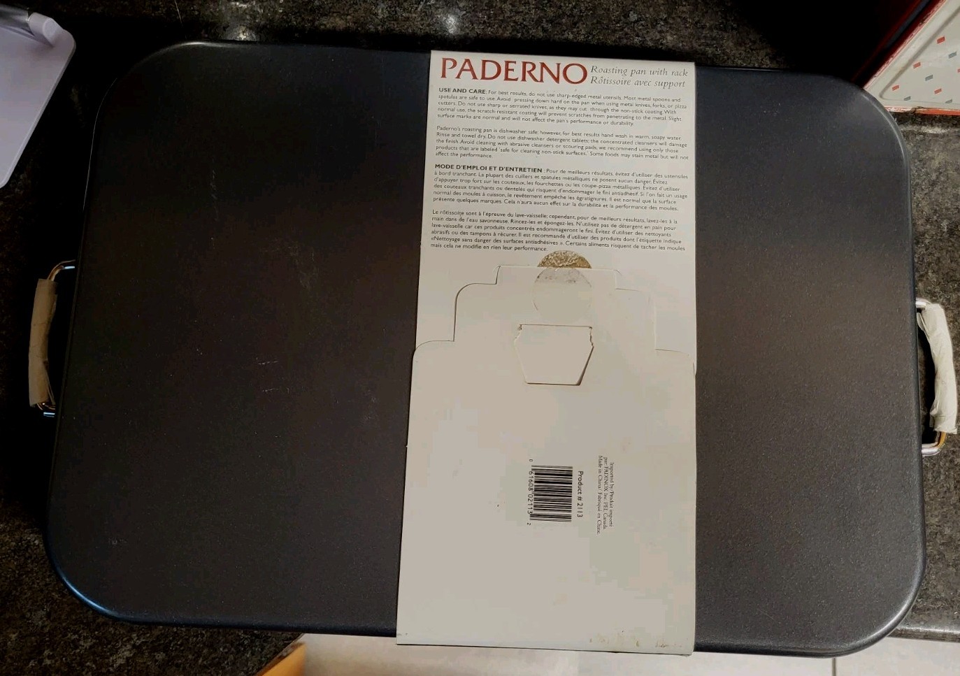 Large Paderno Roaster Pan with Rack NEW NEVER USED 17.5″ 43cm Long