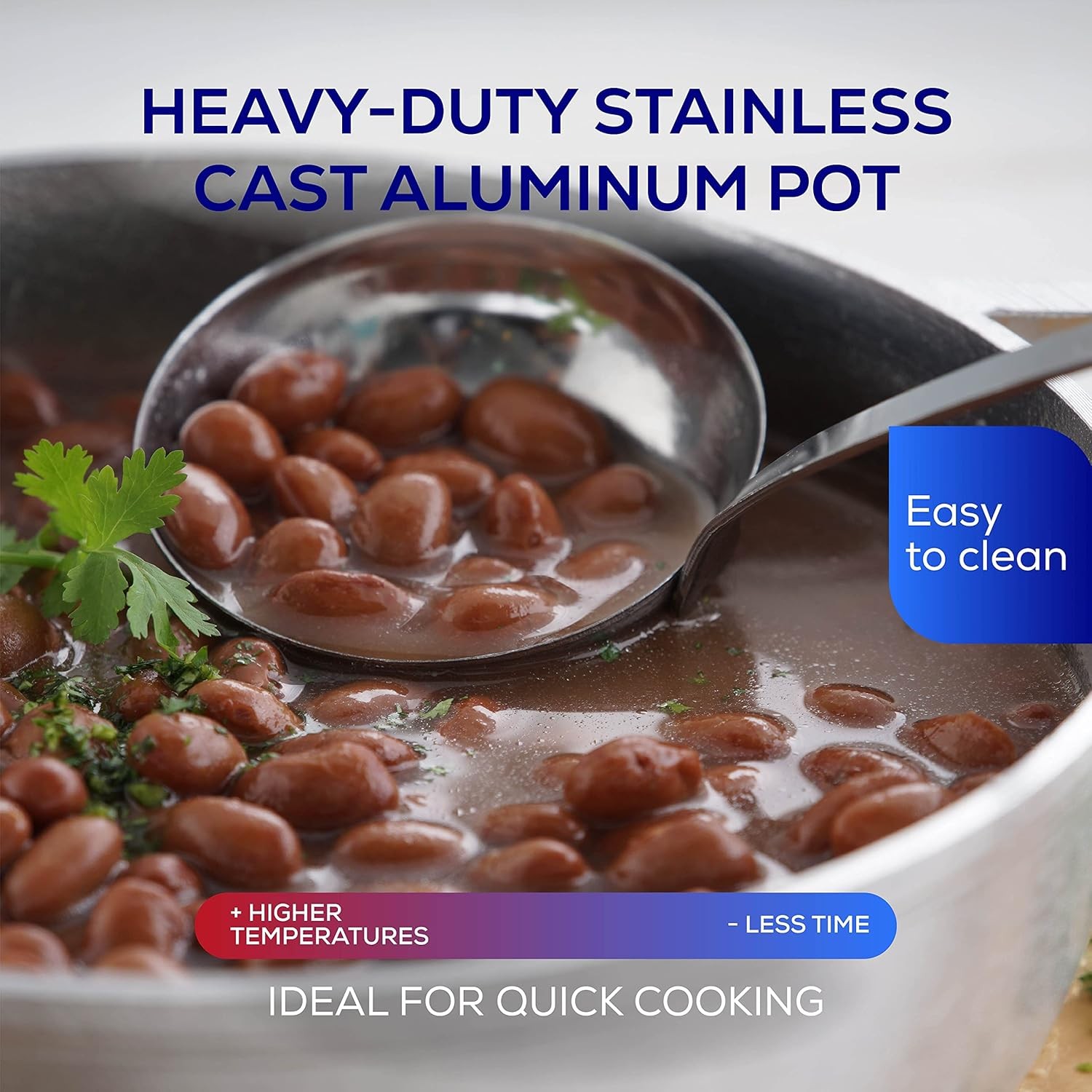 Medium Size Caldero 18 Cups 6.3 QT / 6 L Stainless Aluminum Pot Even Heat
