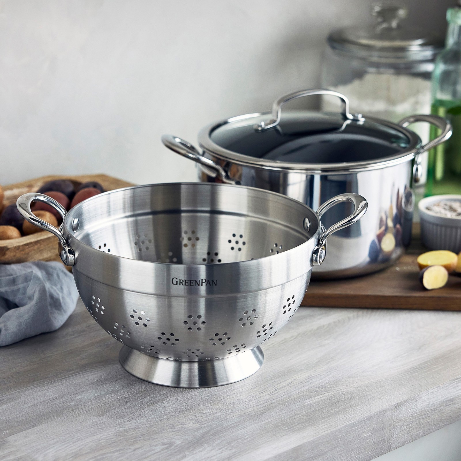 GreenPan Premiere Max Stainless-Steel Ceramic Nonstick Steamer Multipot, 6-Qt