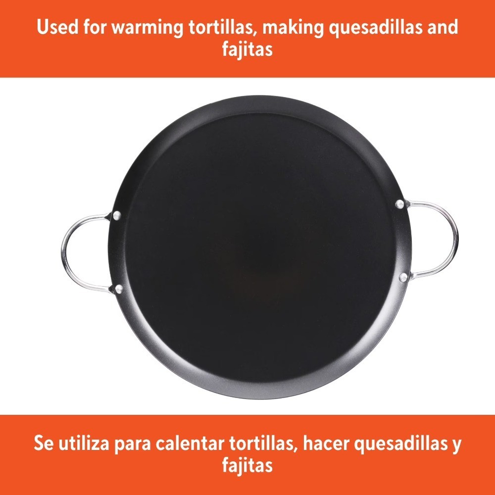 11 Inch Nonstick Round Carbon Steel Comal Pan with Metal Handles
