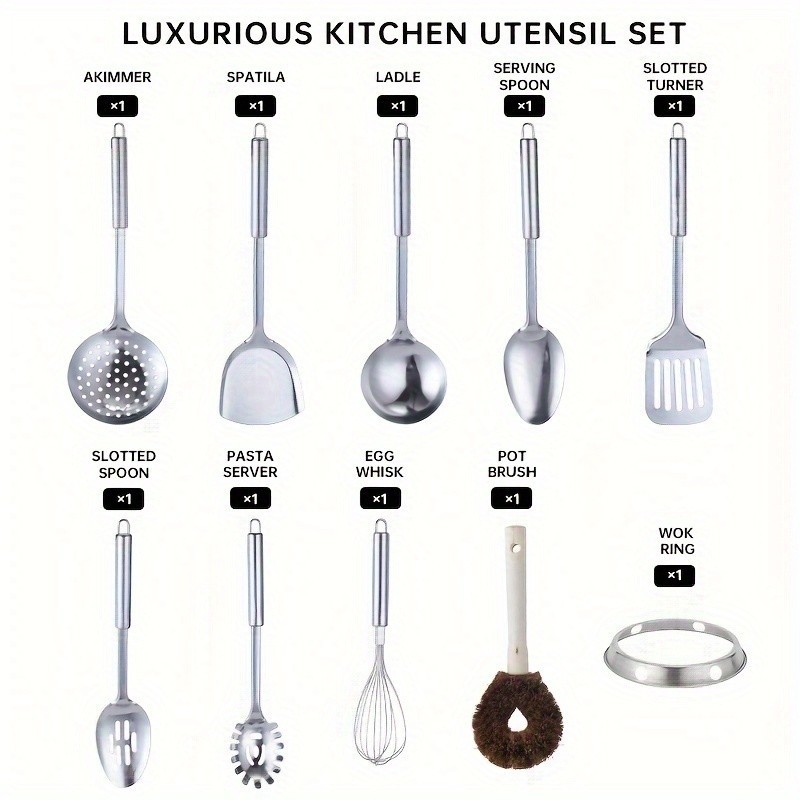 Cast Iron Wok with 11pcs Cookware Accessories, Chinese Wok Pan 12.6 Inch