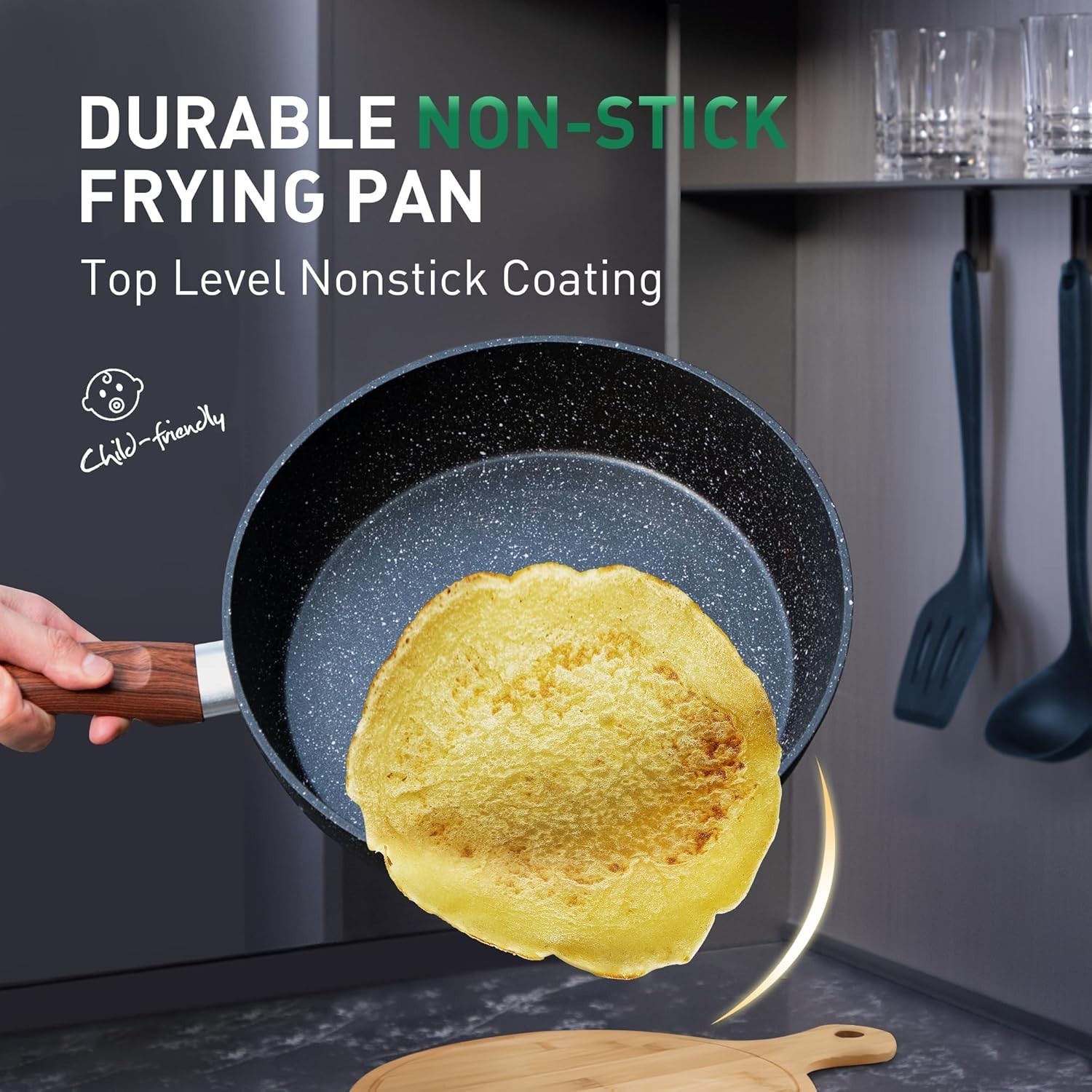 12 Pieces Pots & Pans Set Kitchen Nonstick Cookware Set Granite Coated with Lids